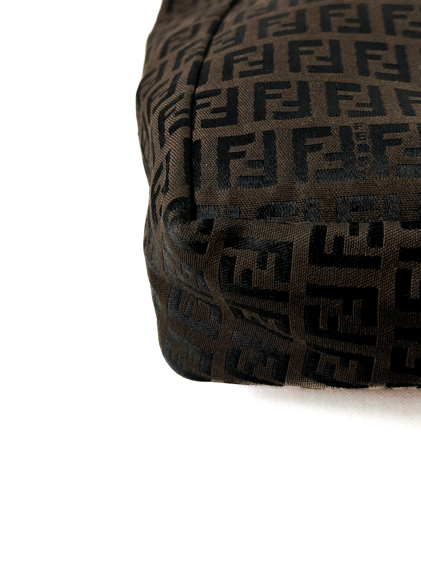 Fendi brown black Zucchino nylon canvas tote