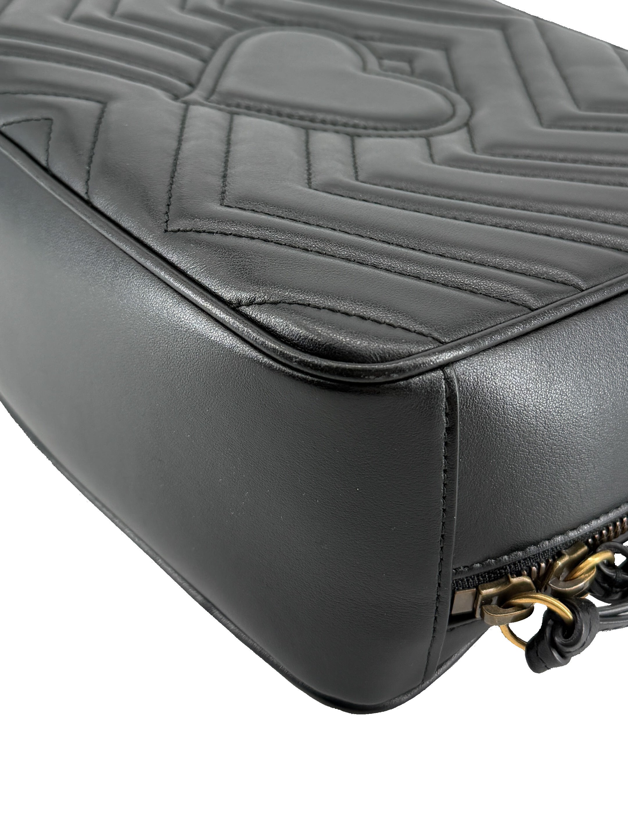 Gucci black calfskin Sylvie web small GG Marmont bag 498188 562600