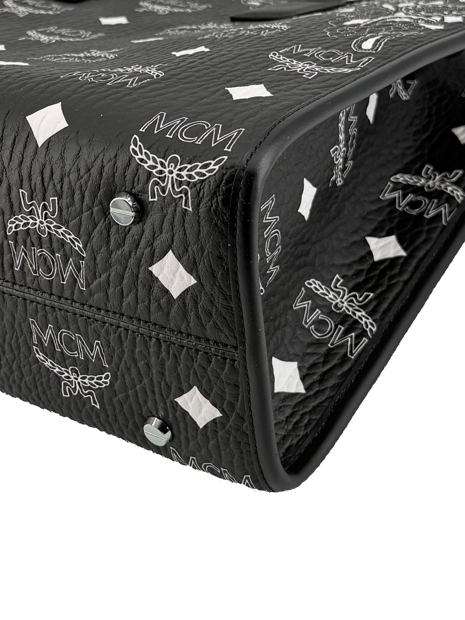 MCM black Munchen studded Bandana Visetos large tote