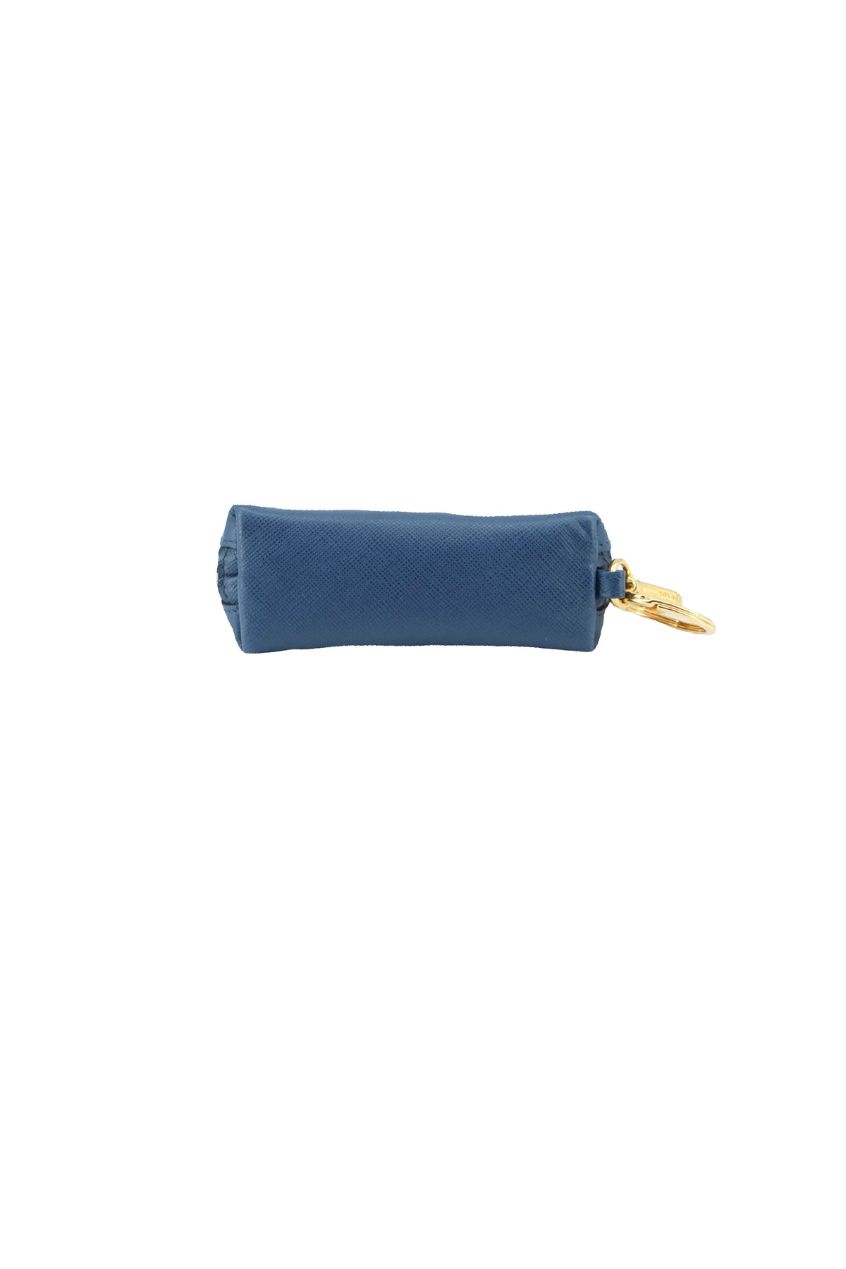 Prada navy blue saffiano leather keychain pouch