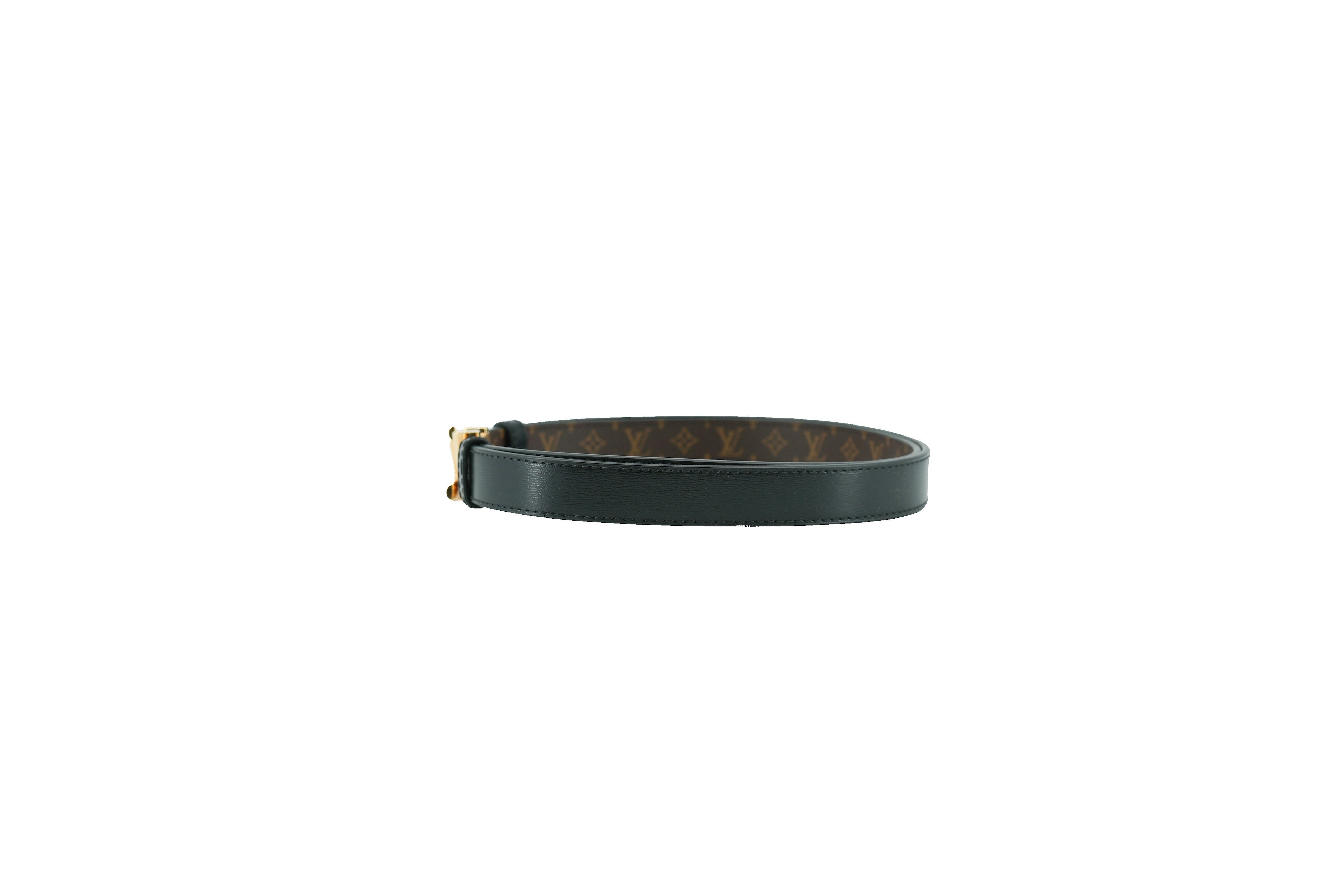 Louis Vuitton black leather Serrures 20mm belt BC0274