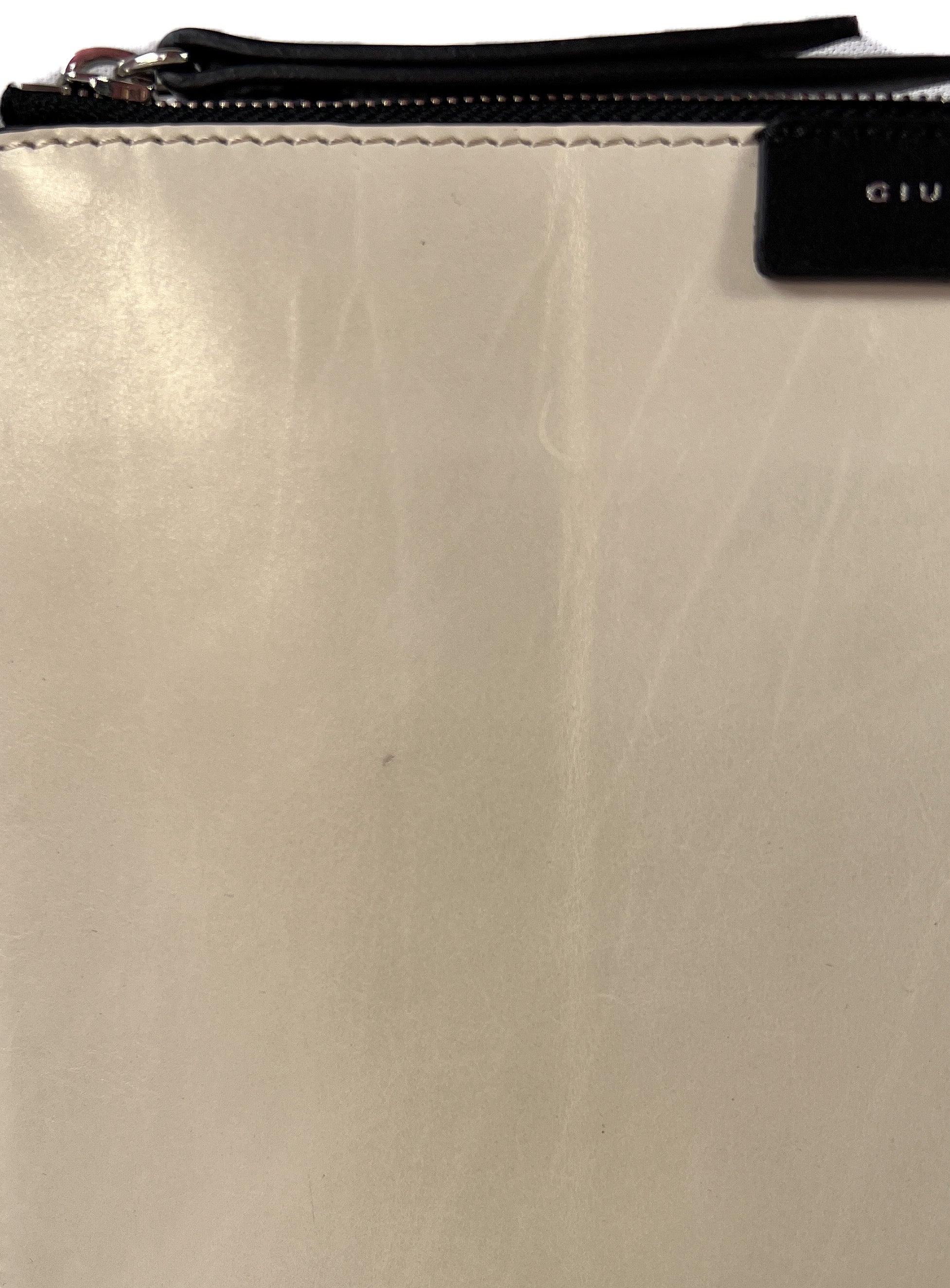 Giuseppe Zanotti pearl & black leather clutch