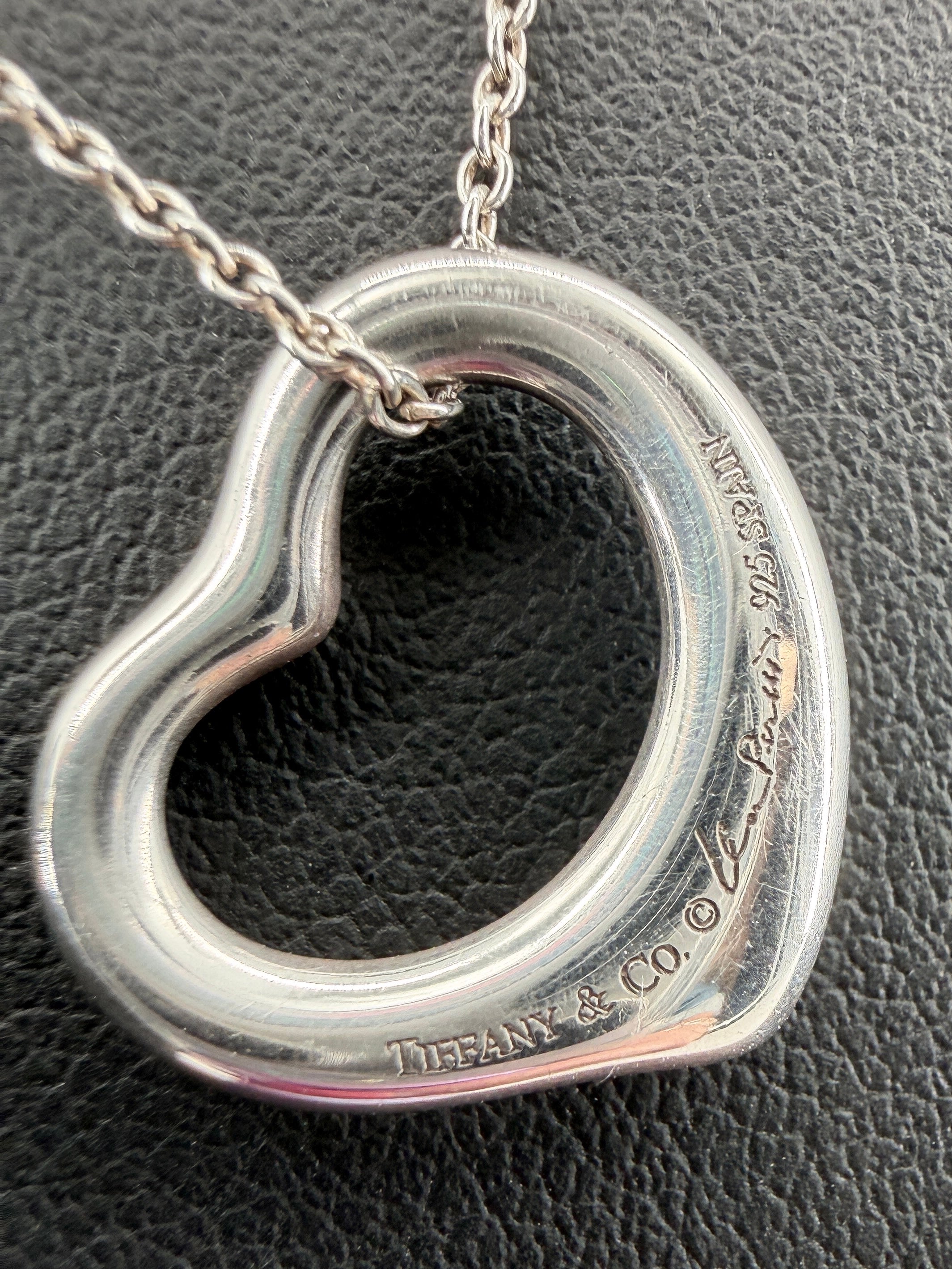 Tiffany & Co Elsa Peretti sterling silver 16MM open heart necklace