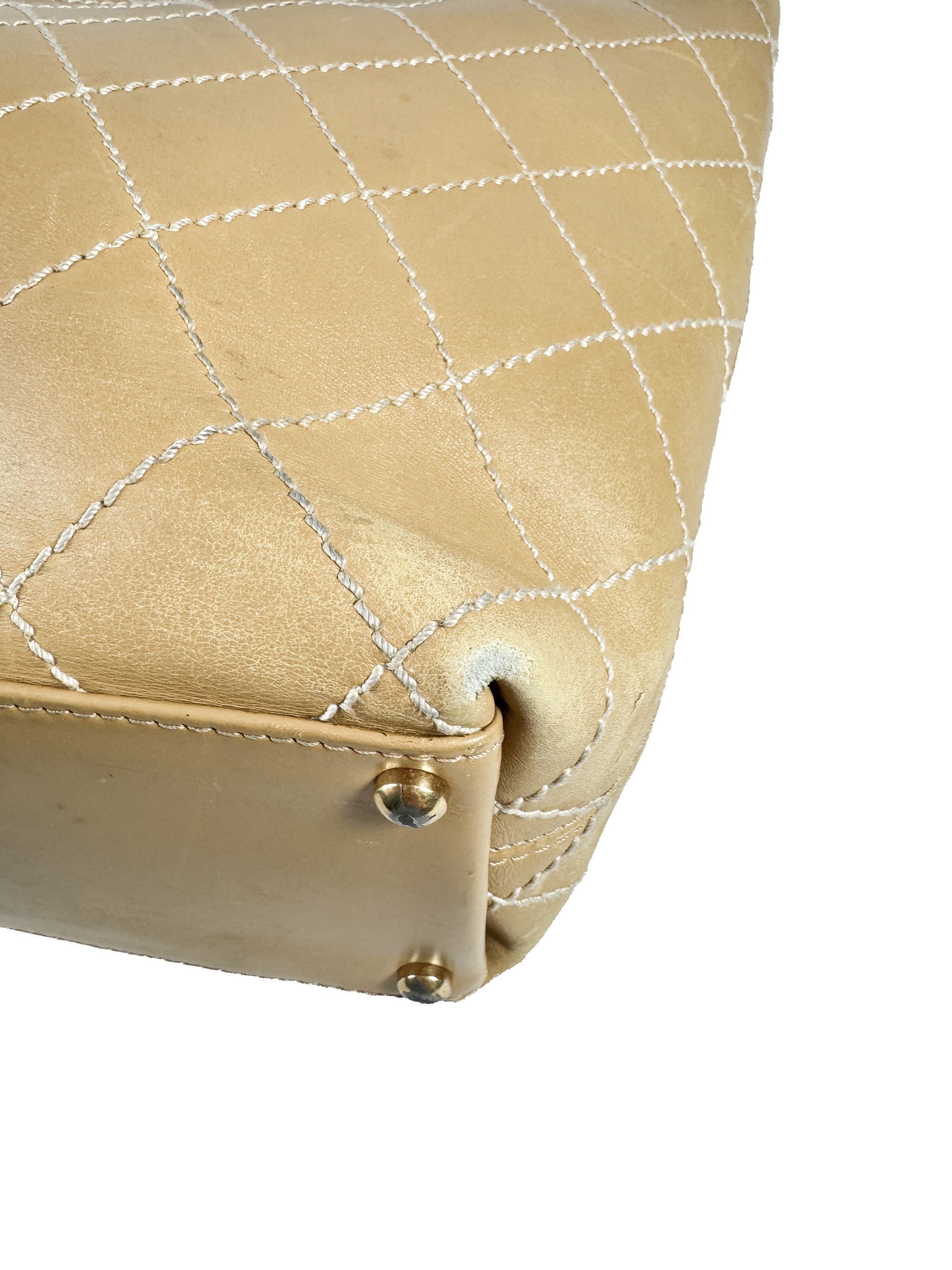 Chanel brown leather wild stitch Surpique Tote Beige 7531480