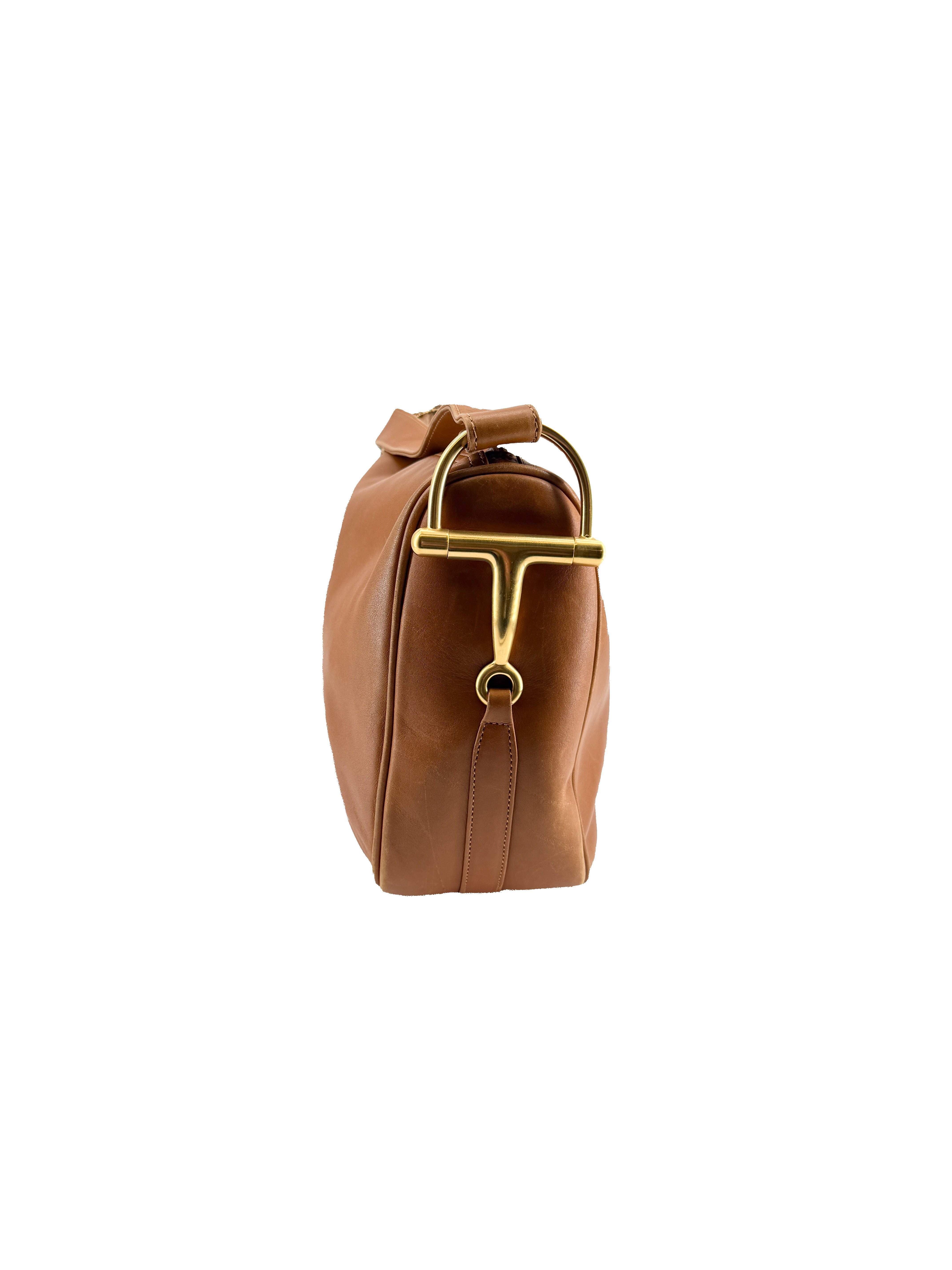 Gucci brown leather vintage shoulder bag 001-090-1441
