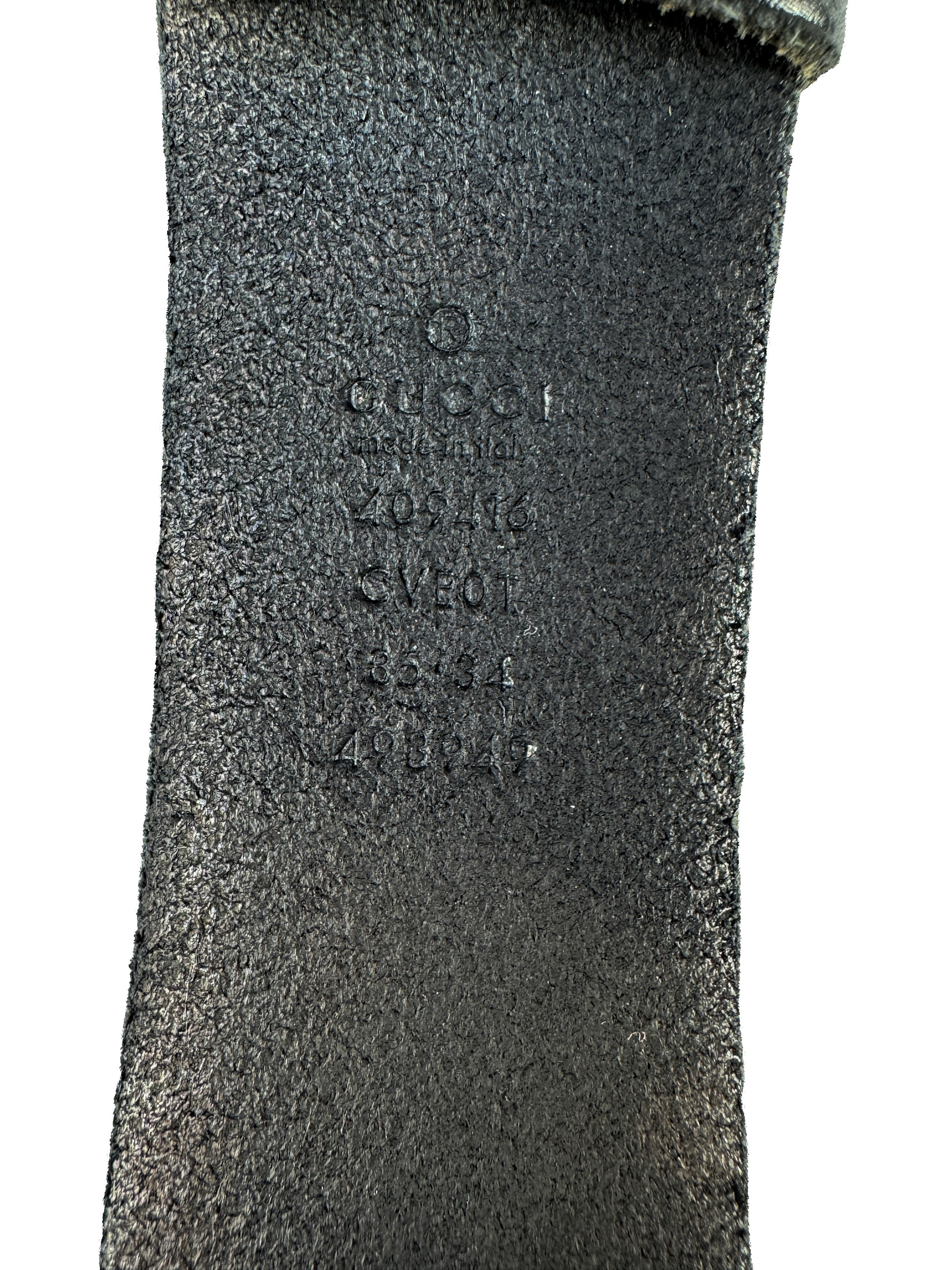 Gucci black leather gold GG belt size 85 498949