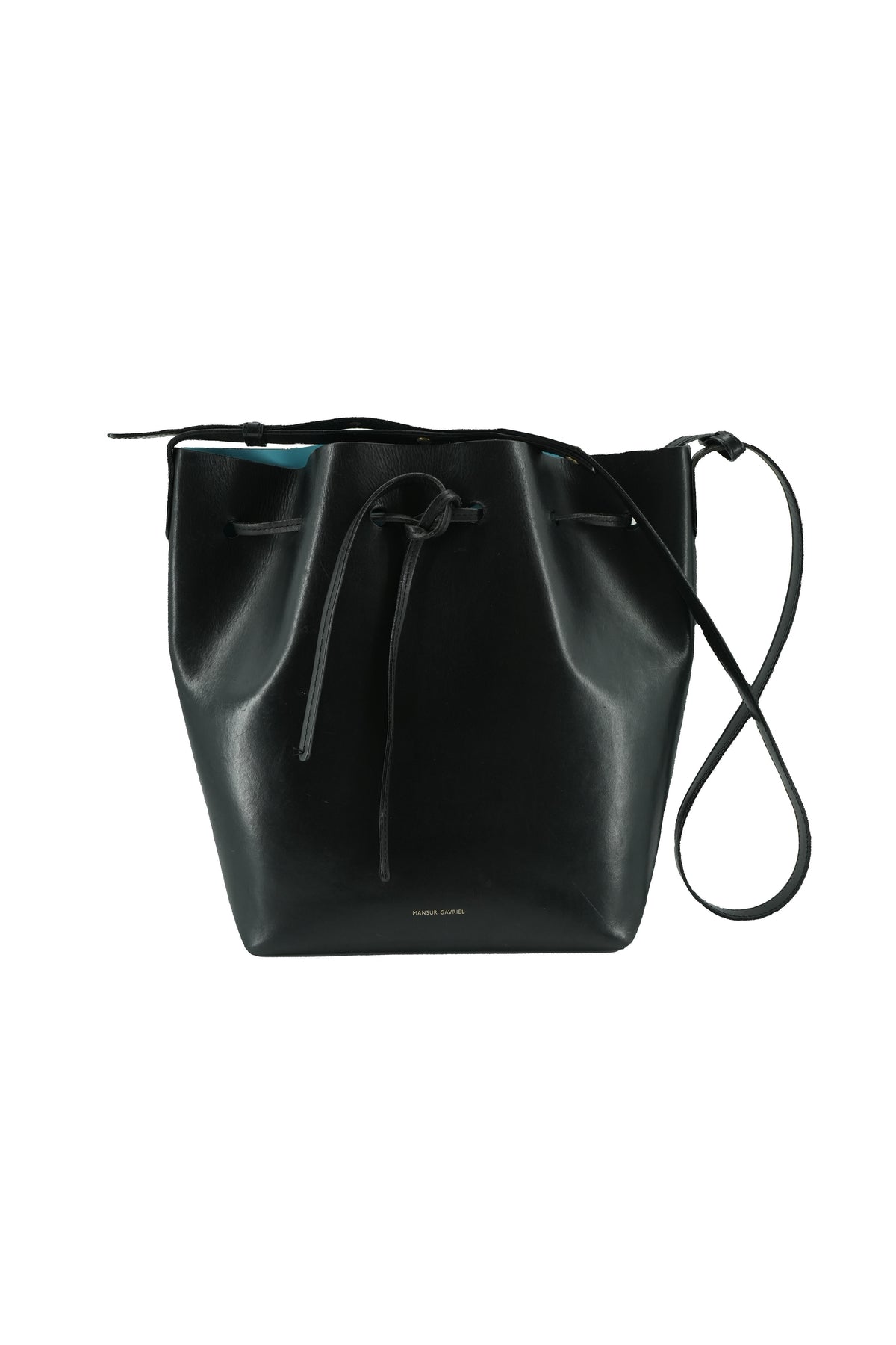Mansur Gavriel black leather bucket bag