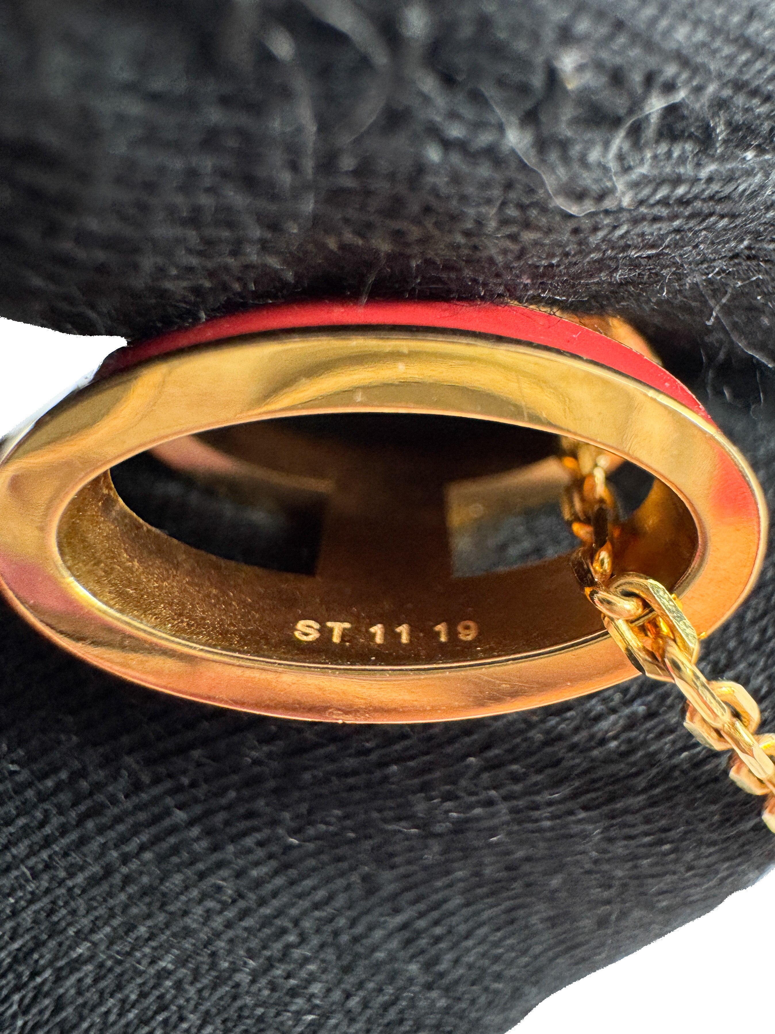 Hermès gold tone pink (rose extreme) enamel pop H pendant necklace