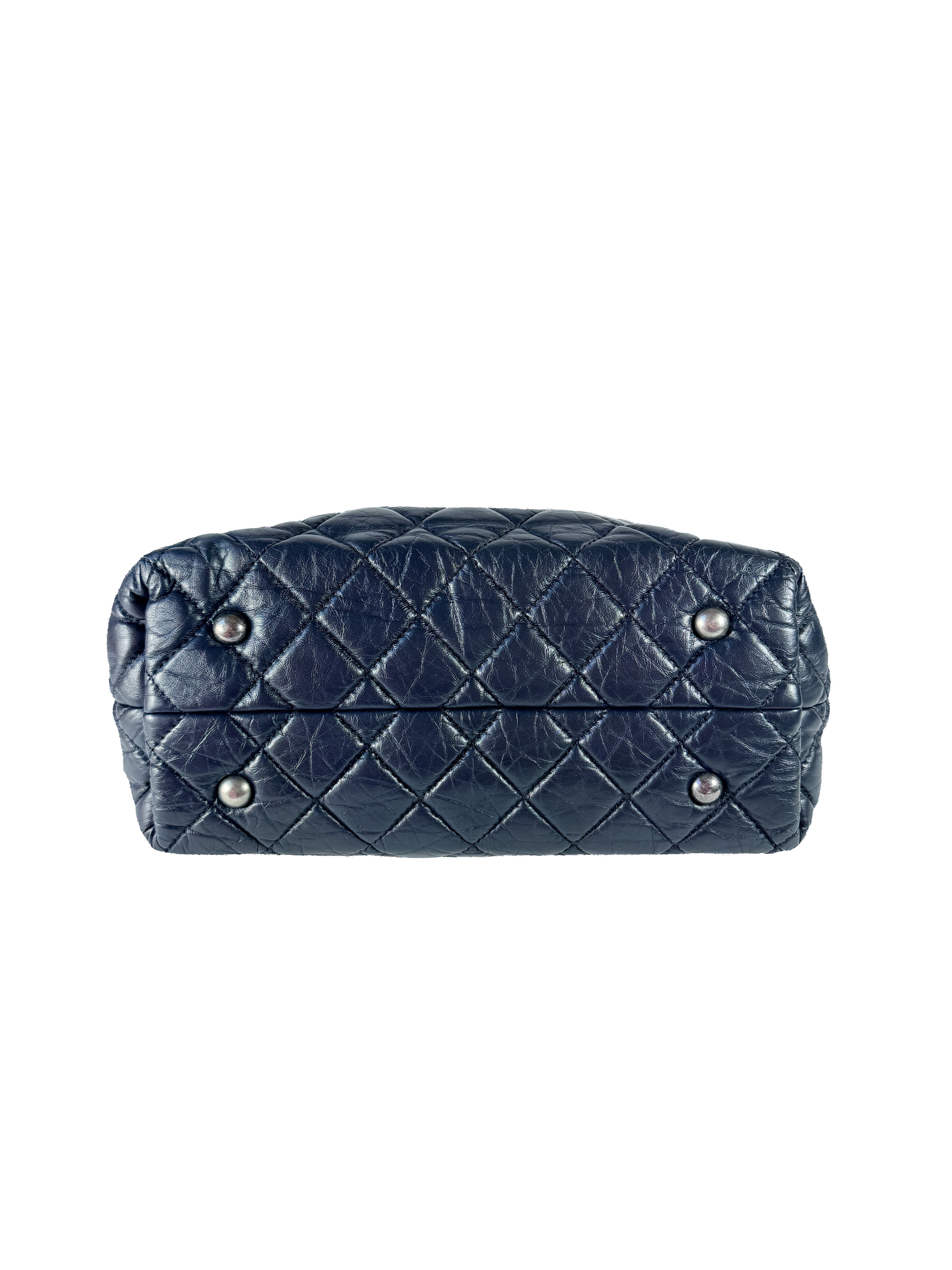 Chanel navy leather reissue quilted aged tote large 17177741
