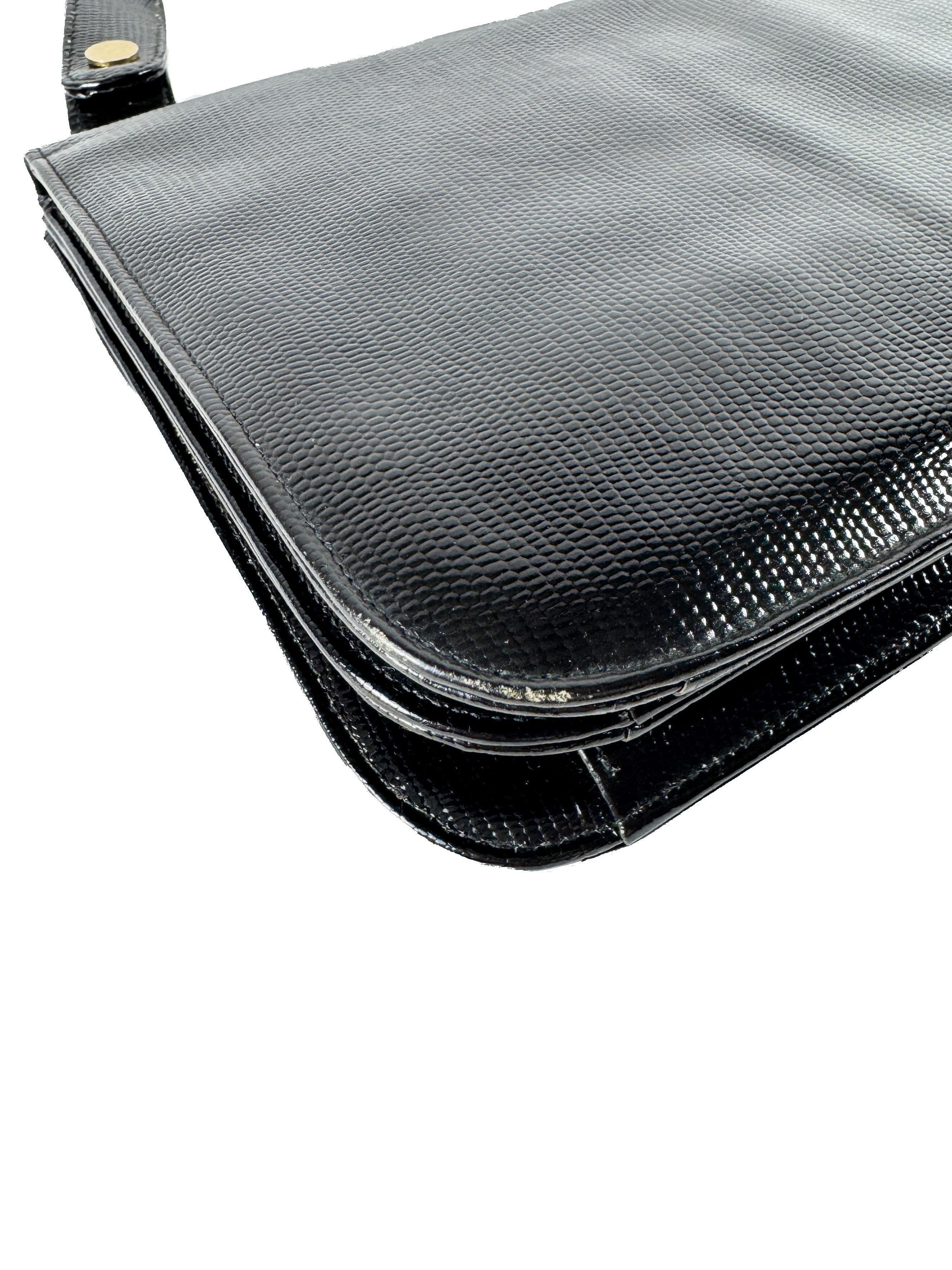 Salvatore Ferragamo black suede/lizard vintage shoulder bag