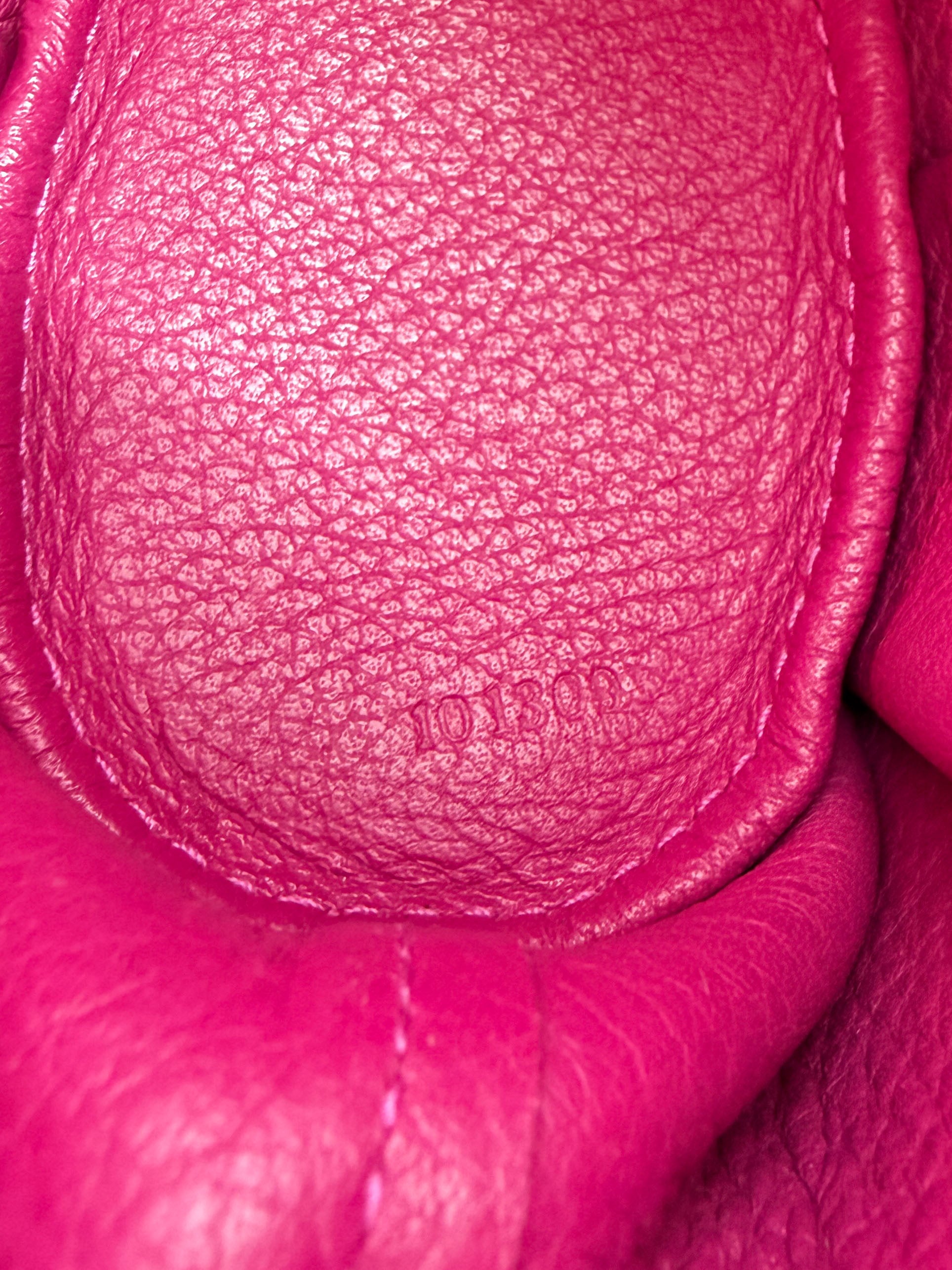 Loewe hot pink leather Bear zip pouch 101309