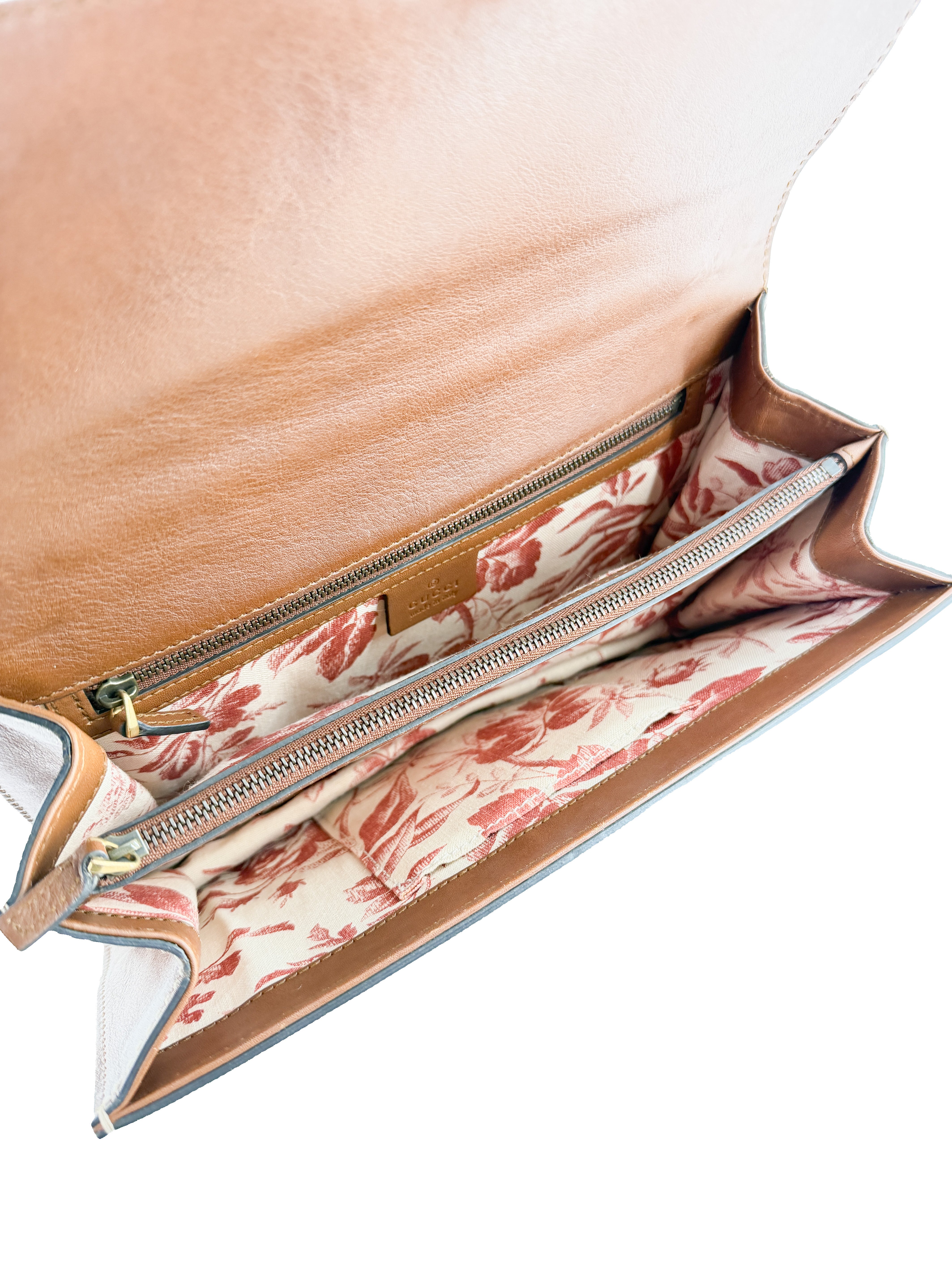 Gucci Animalier Leather Shoulder Bag Brown 412007 525040