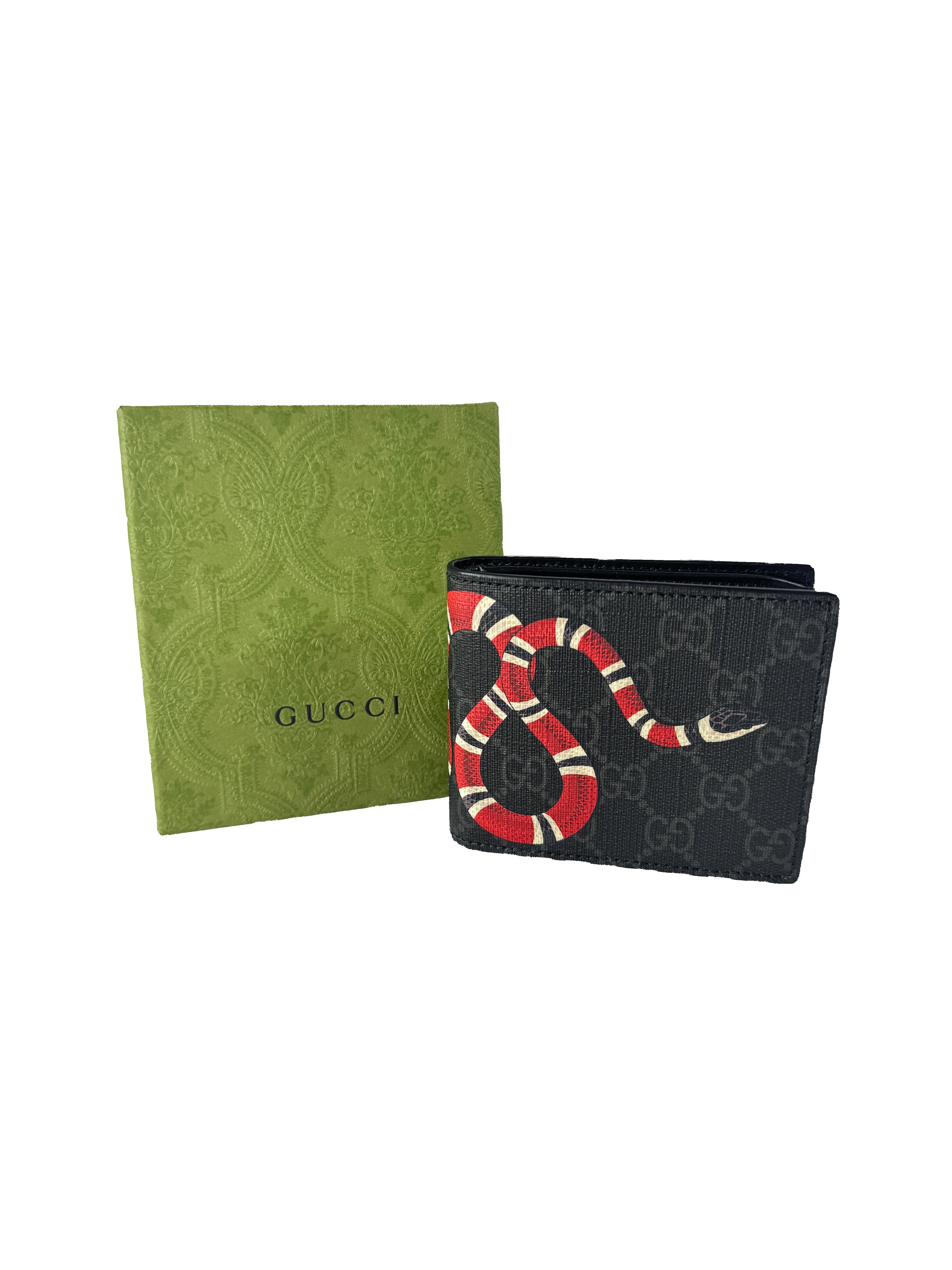Gucci Supreme black kingsnake bi-fold wallet NEW 493075
