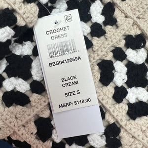 Design History cream black crochet tank dress size S NWT