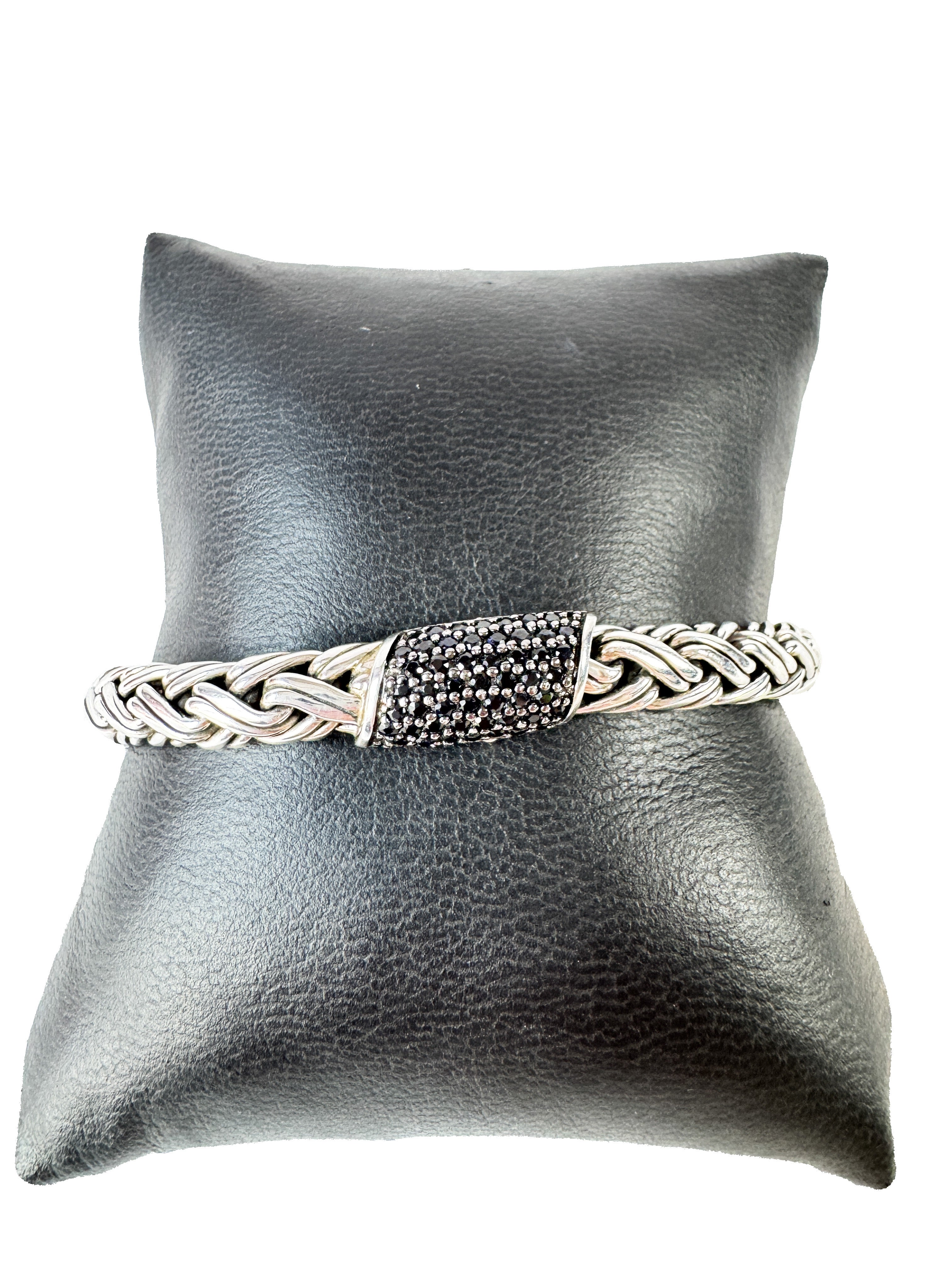 John Hardy sterling silver black sapphires wheat chain bracelet