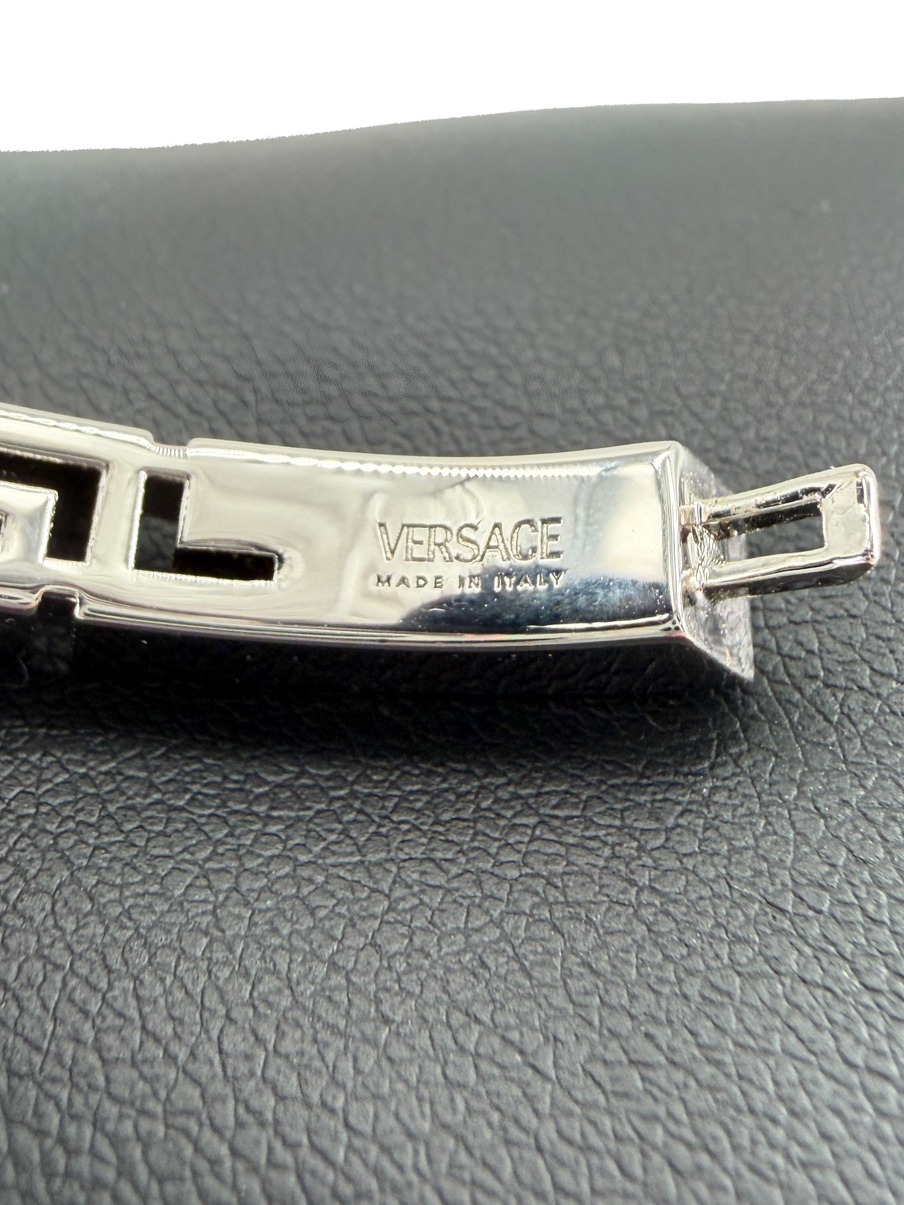 Versace silver tone Greca hinged bracelet