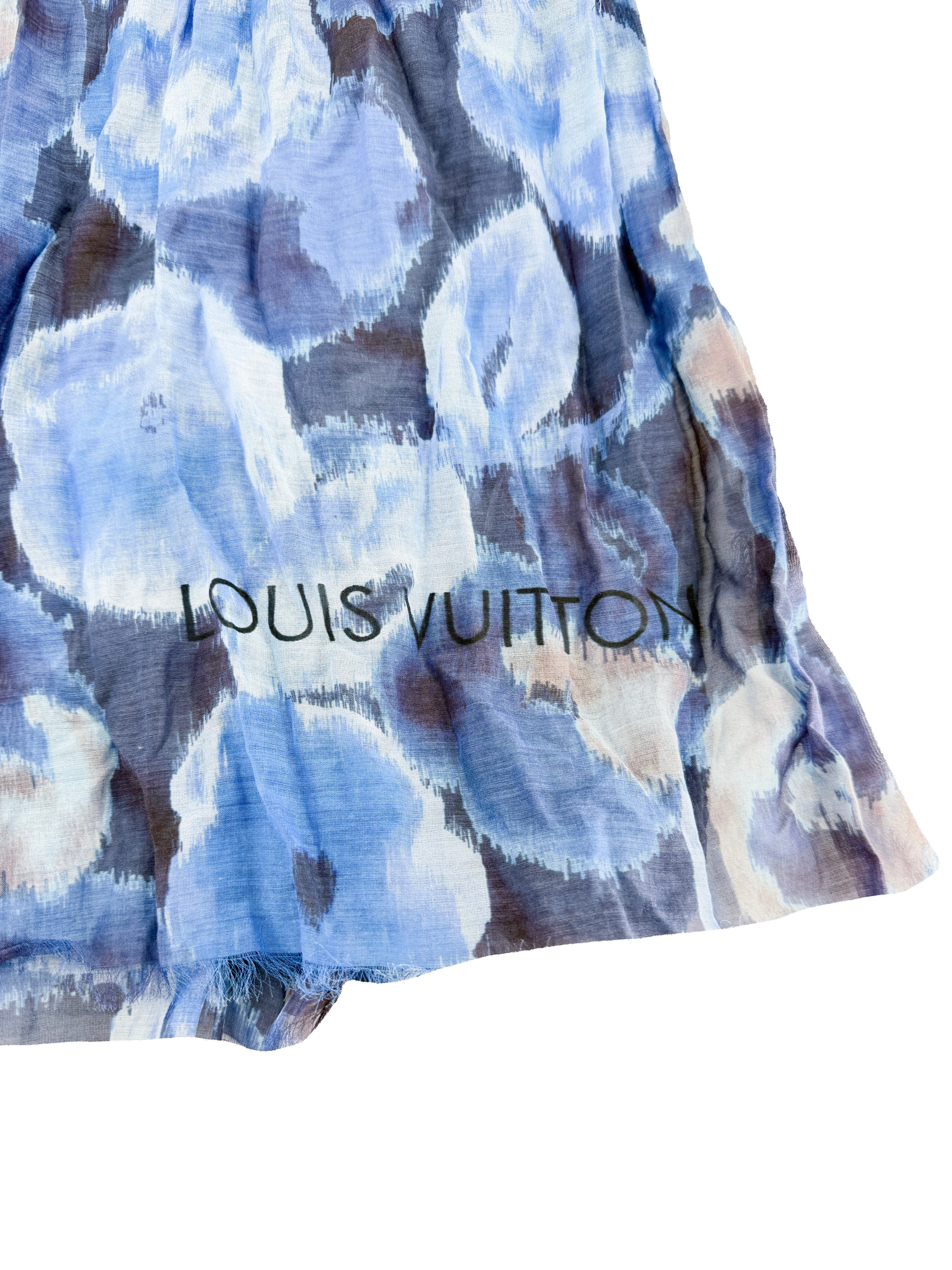 Louis Vuitton blue Pareo Summer ikat sheer scarf