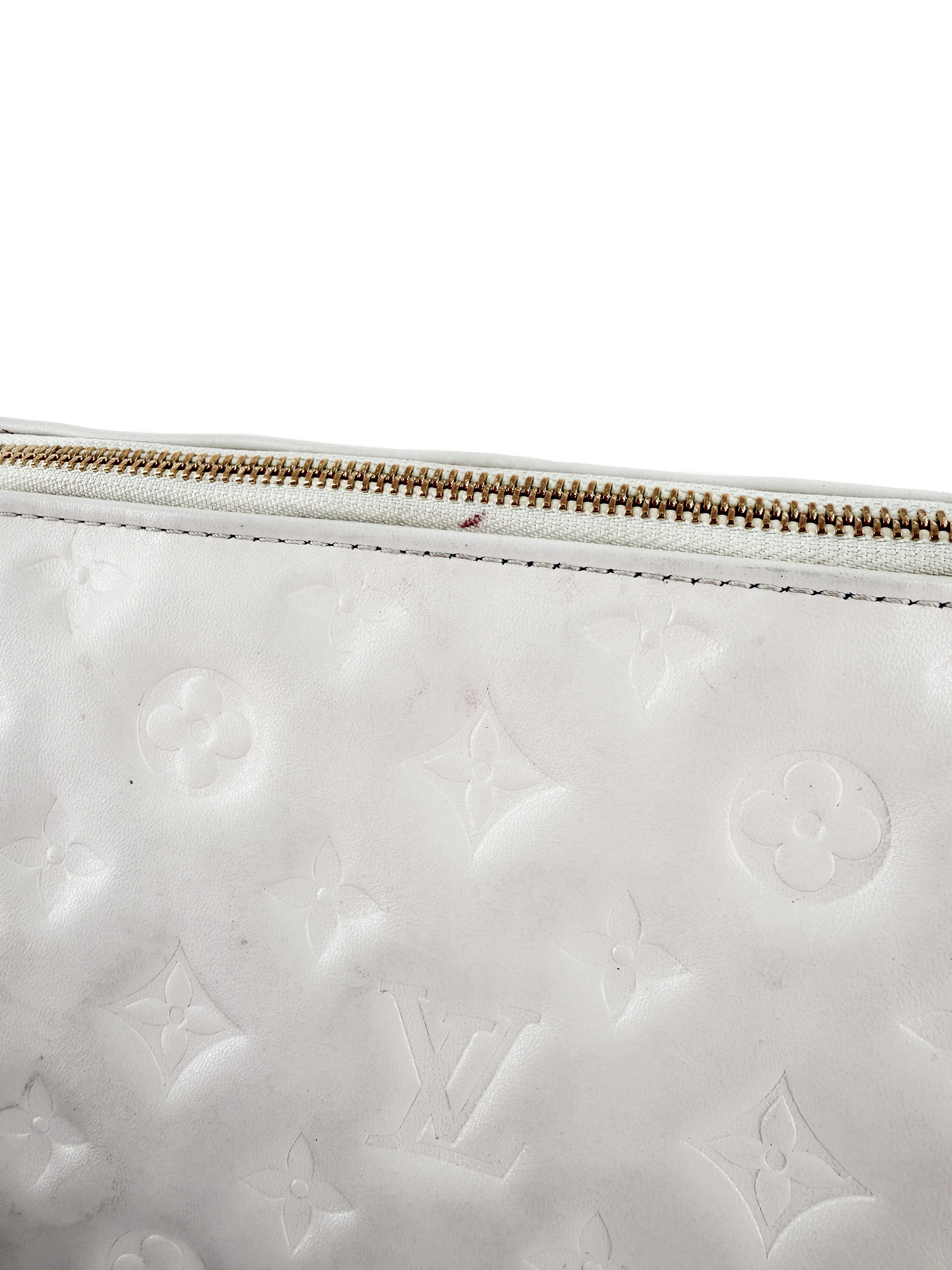 Louis Vuitton white leather monogram Coussin PM NFC