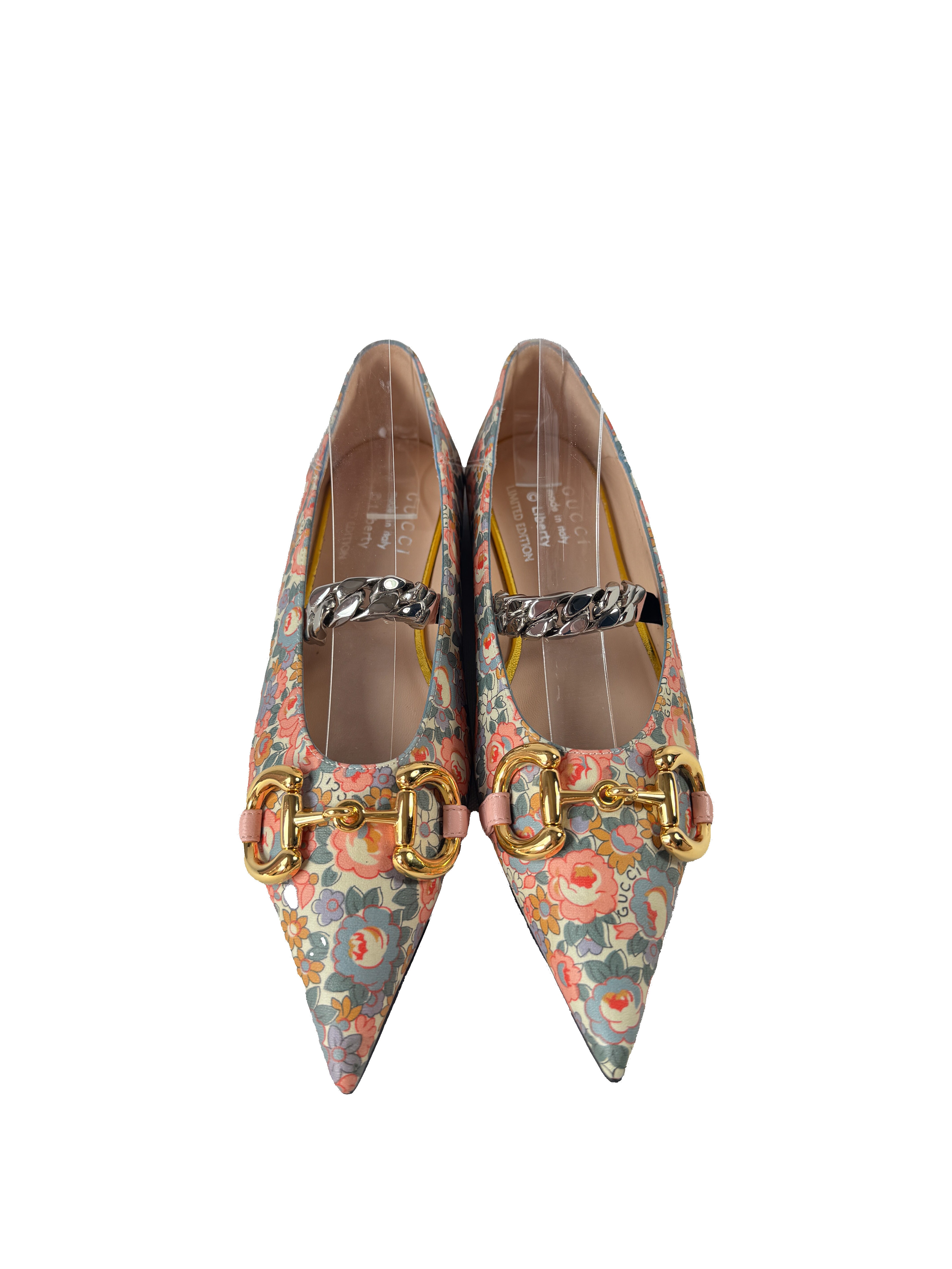 Gucci x Liberty Deva horsebit chain ballerina flats size 35 BOX