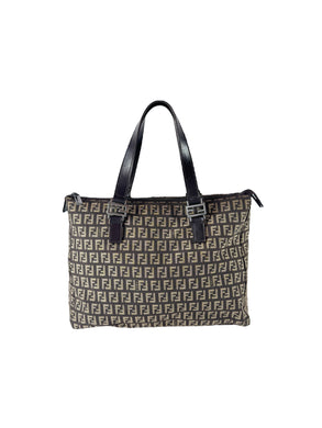 Fendi brown Zucchino zip top tote 2372-8BH134-JQ4-049