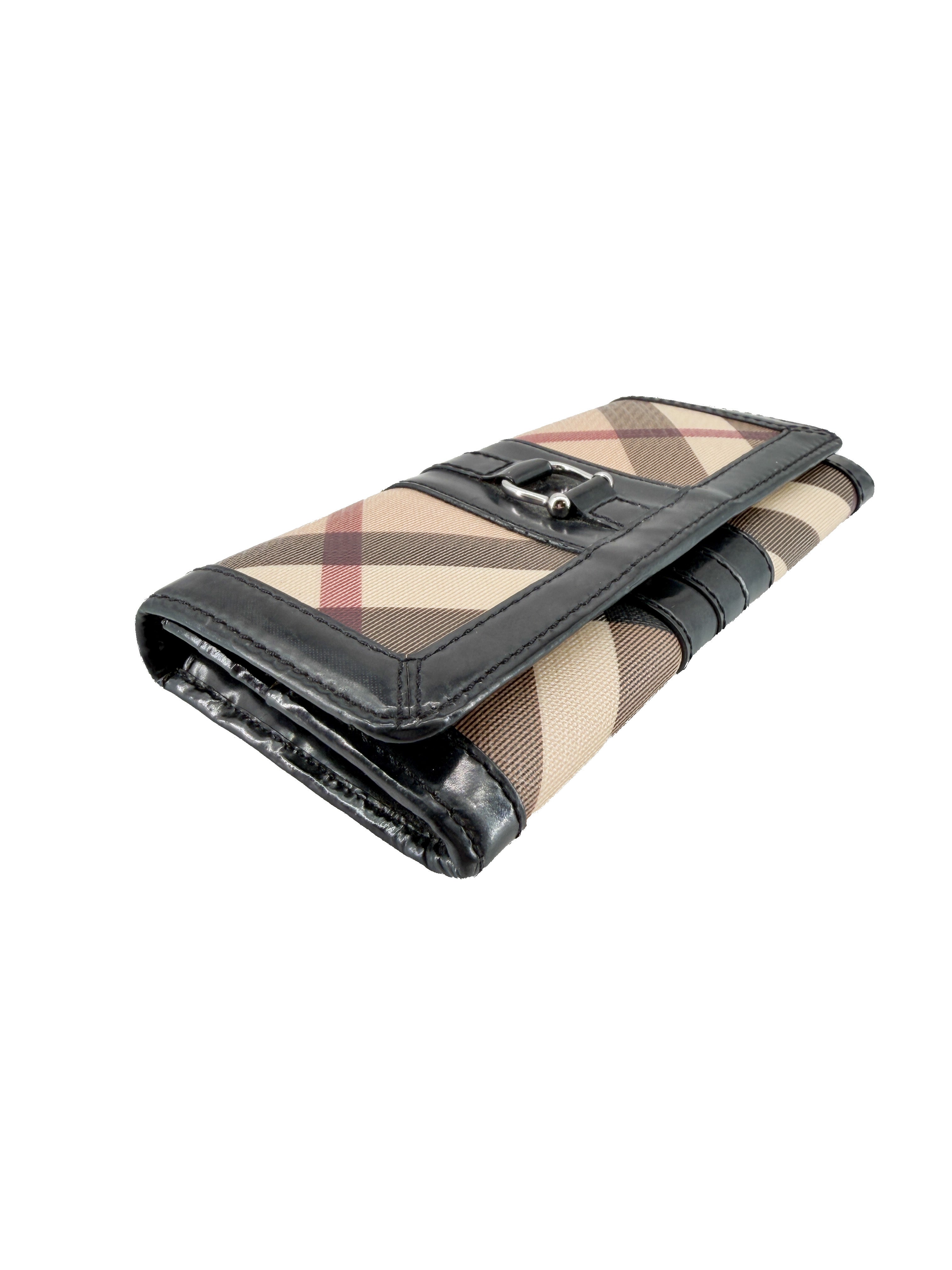 Burberry check black patent leather wallet *as is*