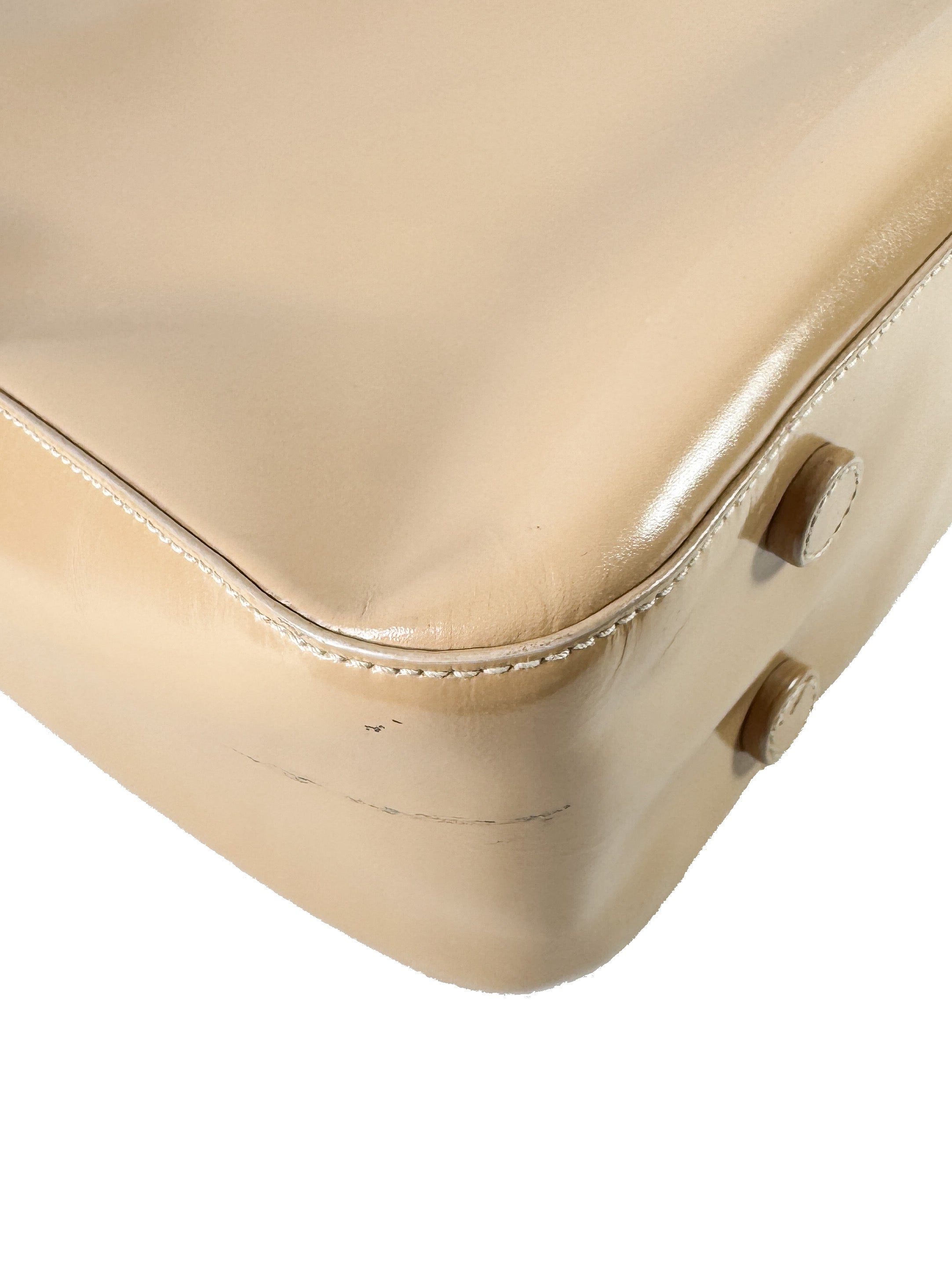 Prada beige patent leather Vitello Acciaio hobo 50