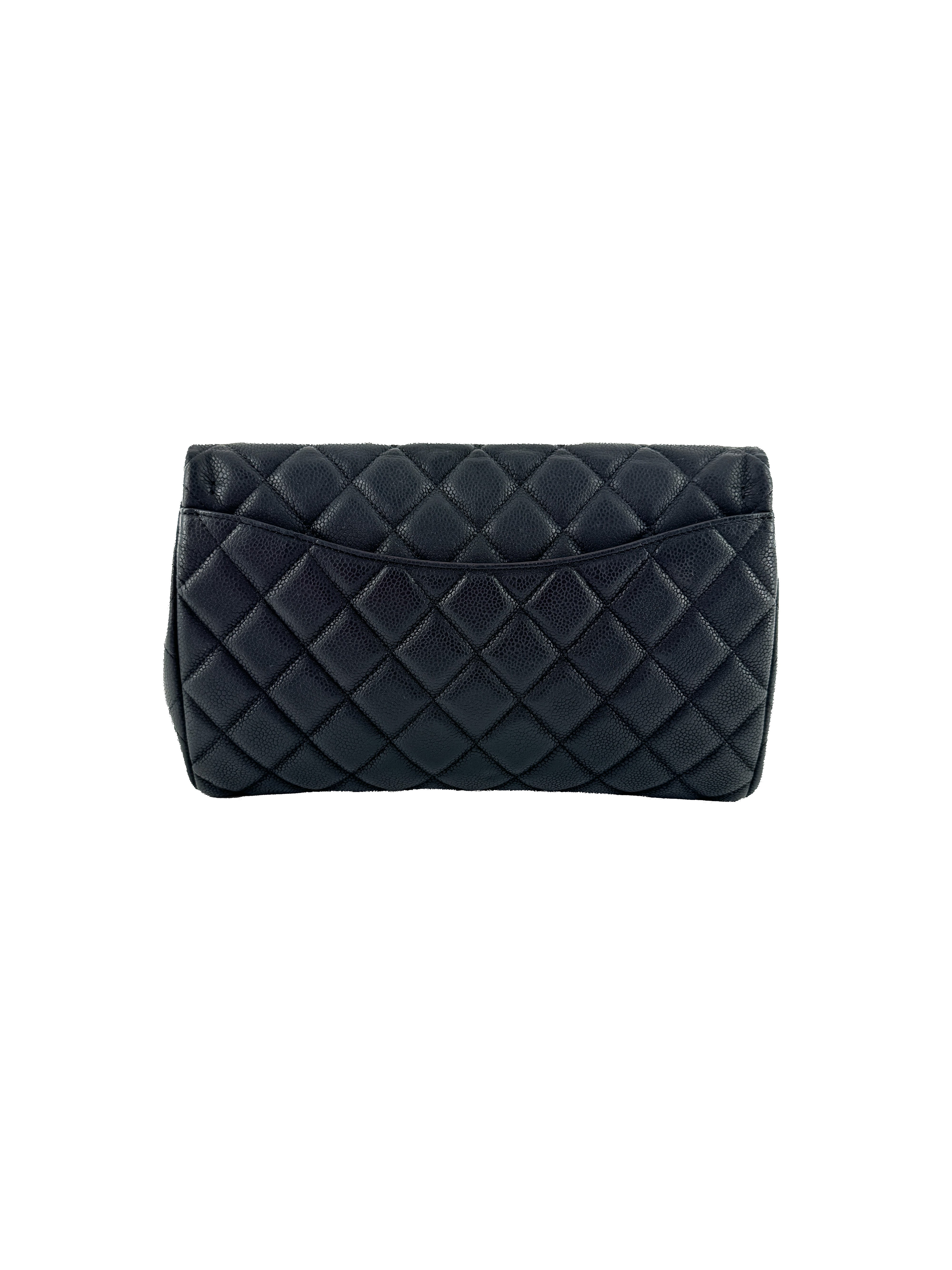 Chanel black caviar leather flap clutch w/chain 15951449