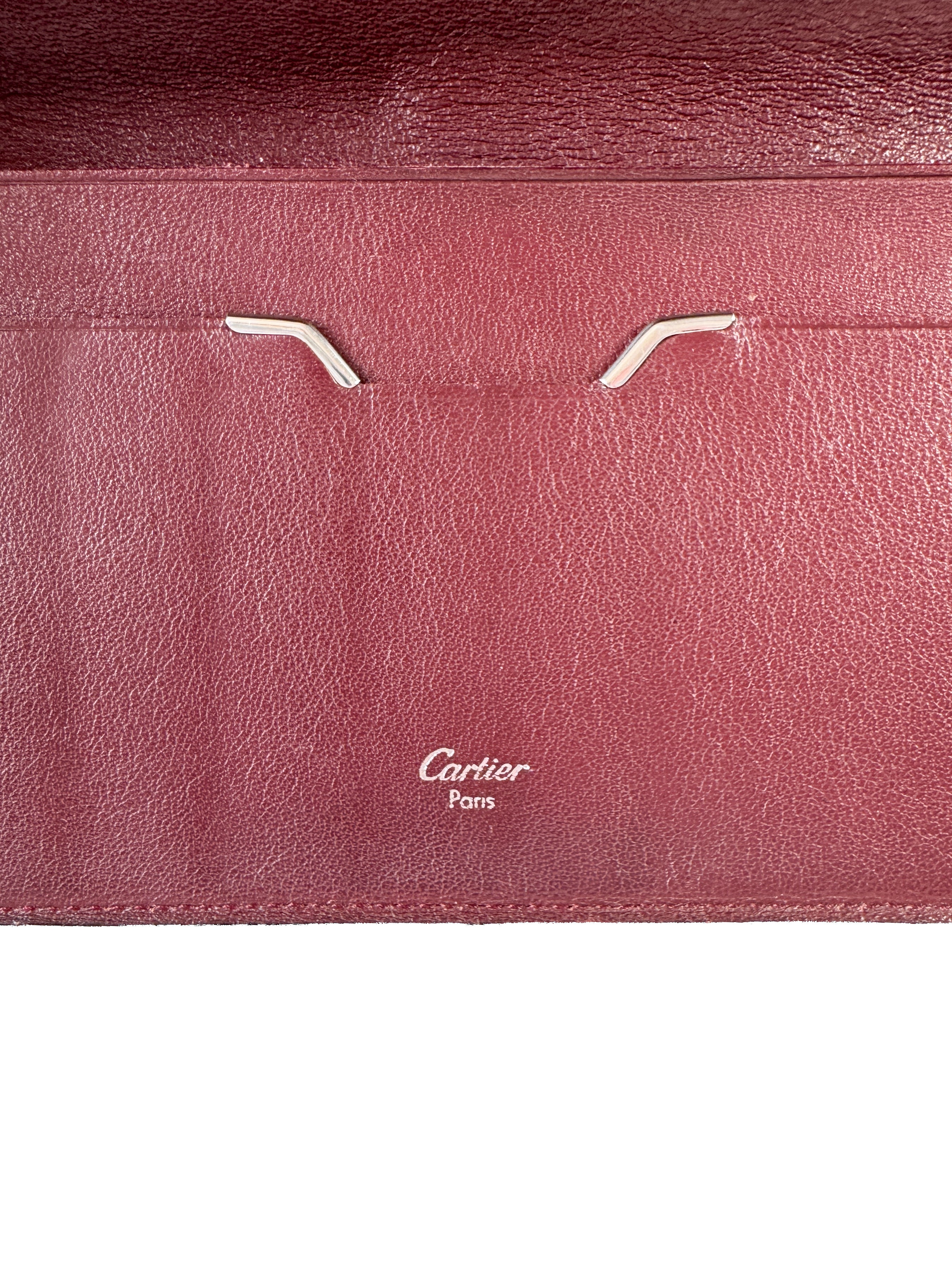 Cartier black burgundy must de long wallet ED1B
