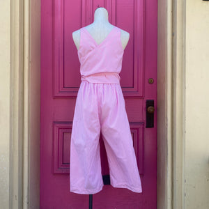 Gretchen Scott pink white striped jumpsuit size S