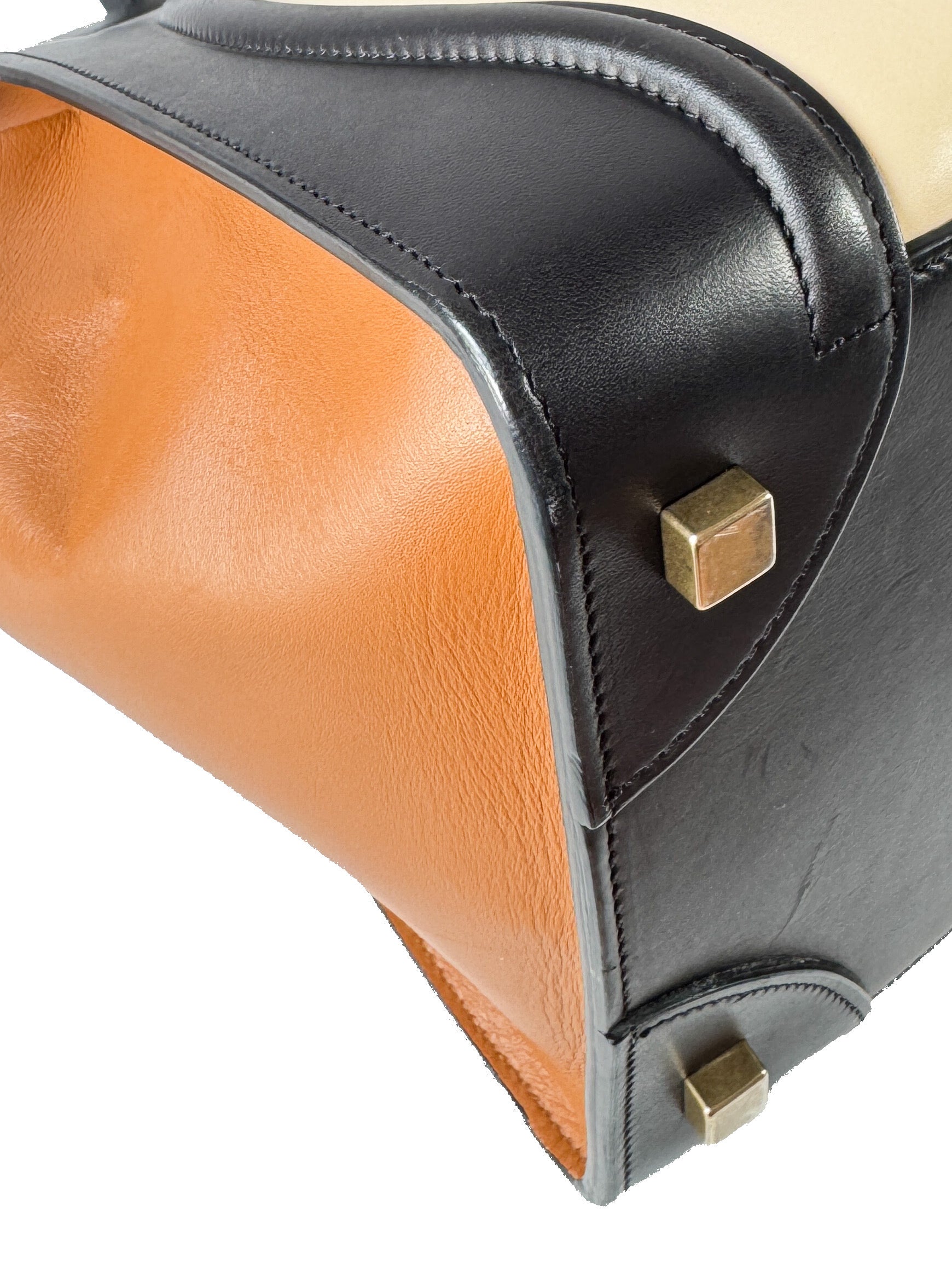 Celine Tricolor cream/black/brown Luggage Bag Leather Mini F-CU-0144