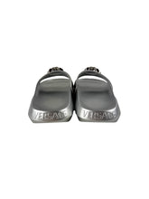 Versace silver Medusa head slides size 38