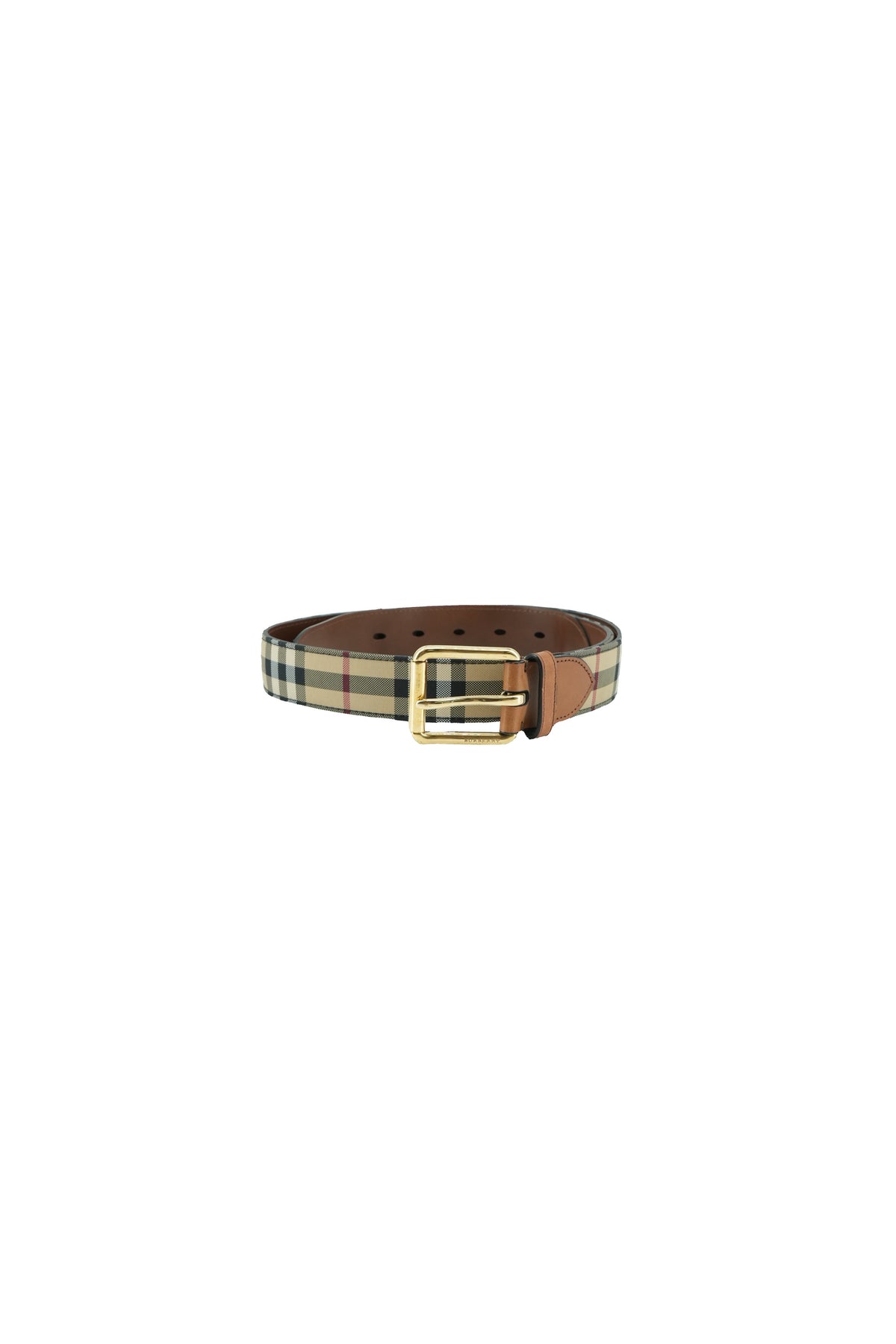 Burberry plaid canvas leather belt size 90