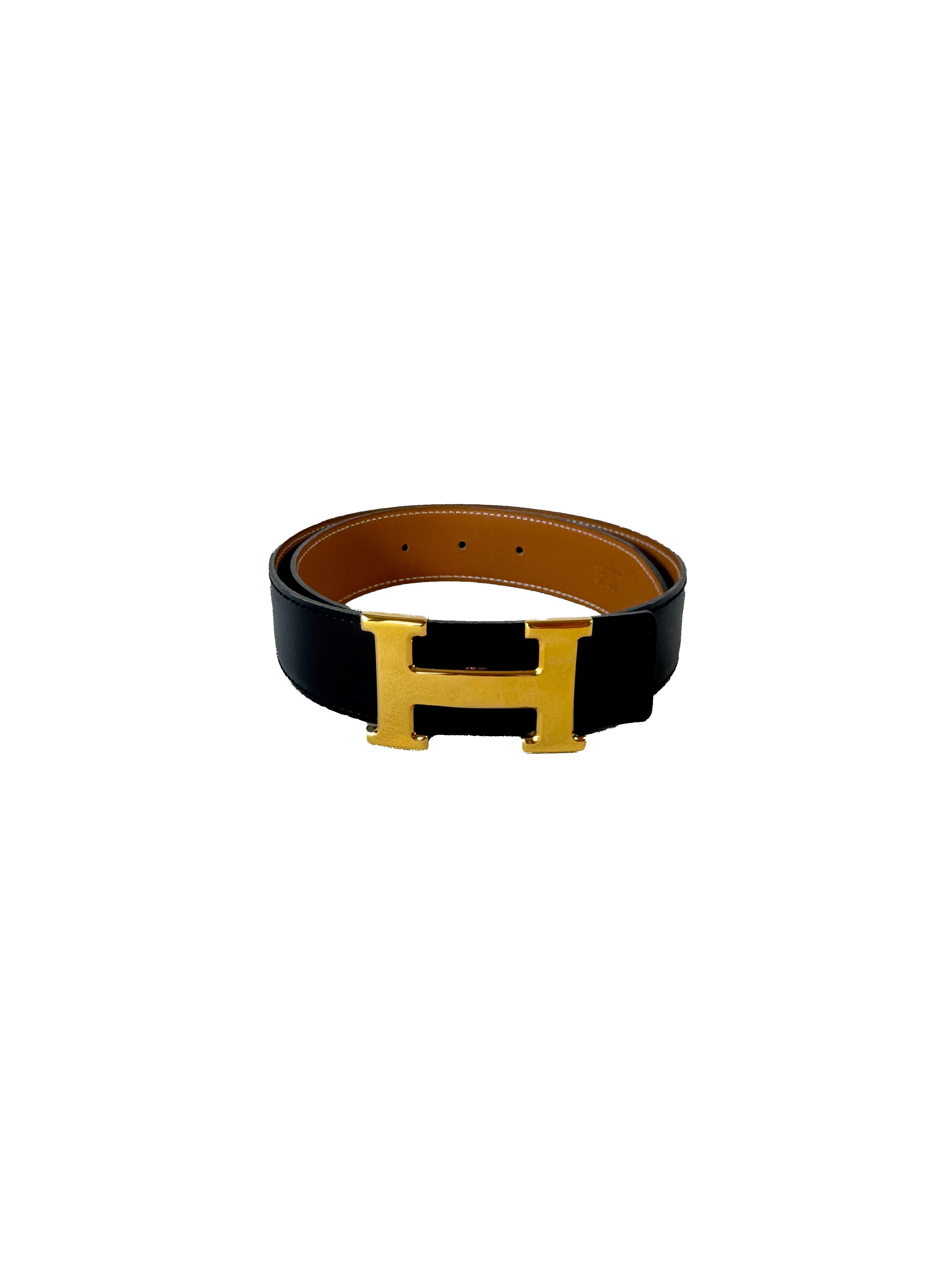 Hermès constance black/brown leather belt