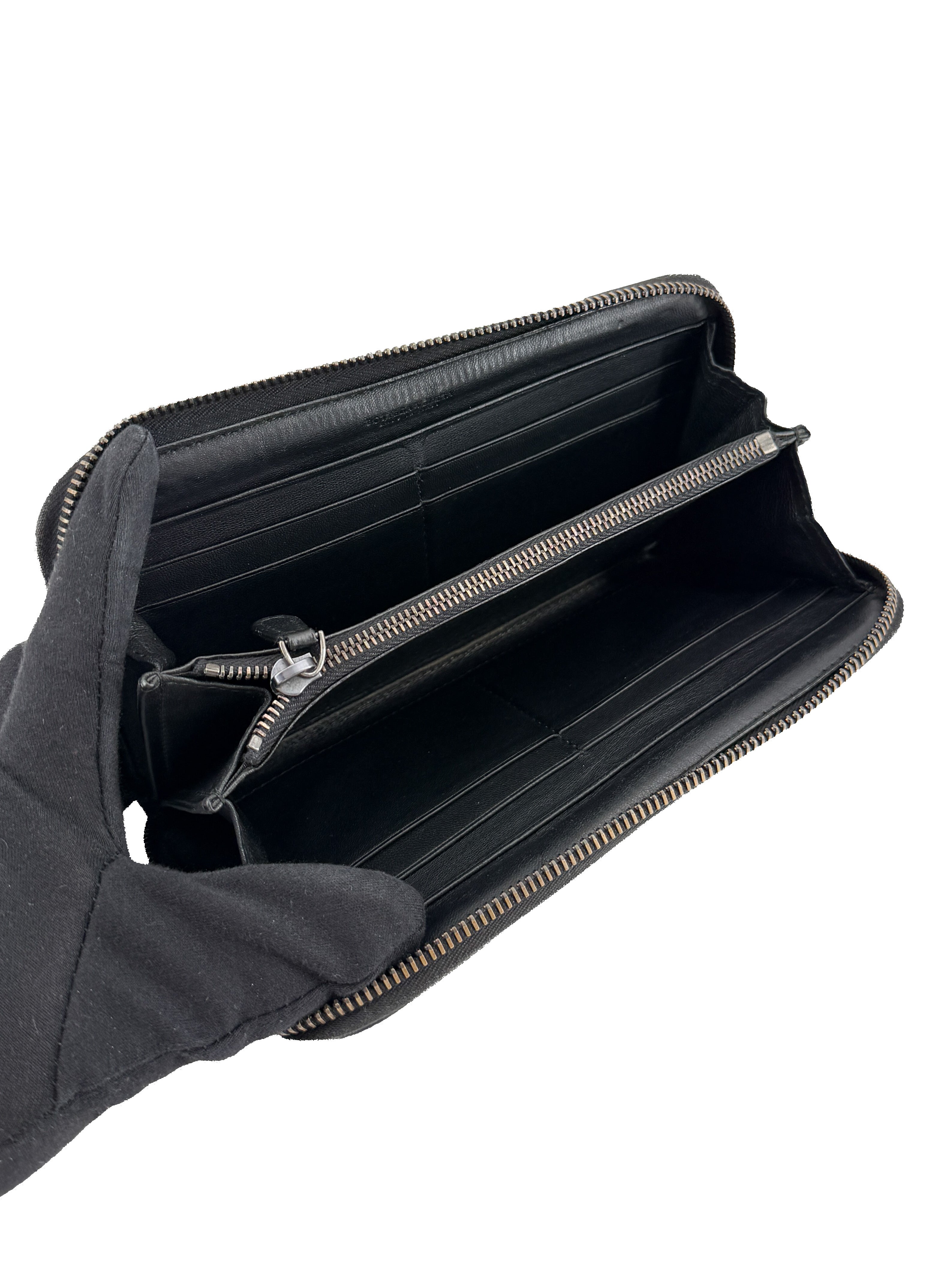 Bottega Veneta black Intrecciato zippy wallet B03196681G