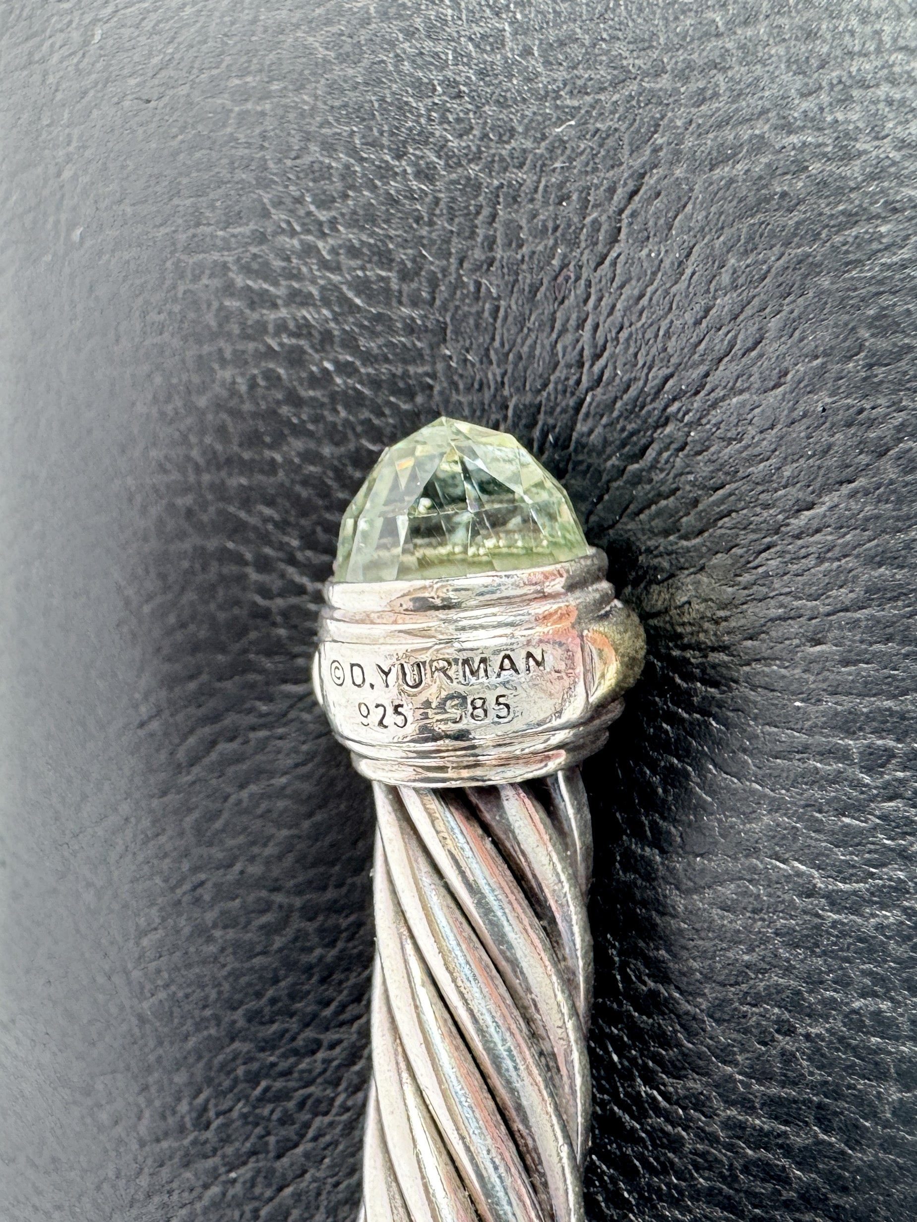 David Yurman sterling silver, 14k gold, Prasiolite 7MM cable classic