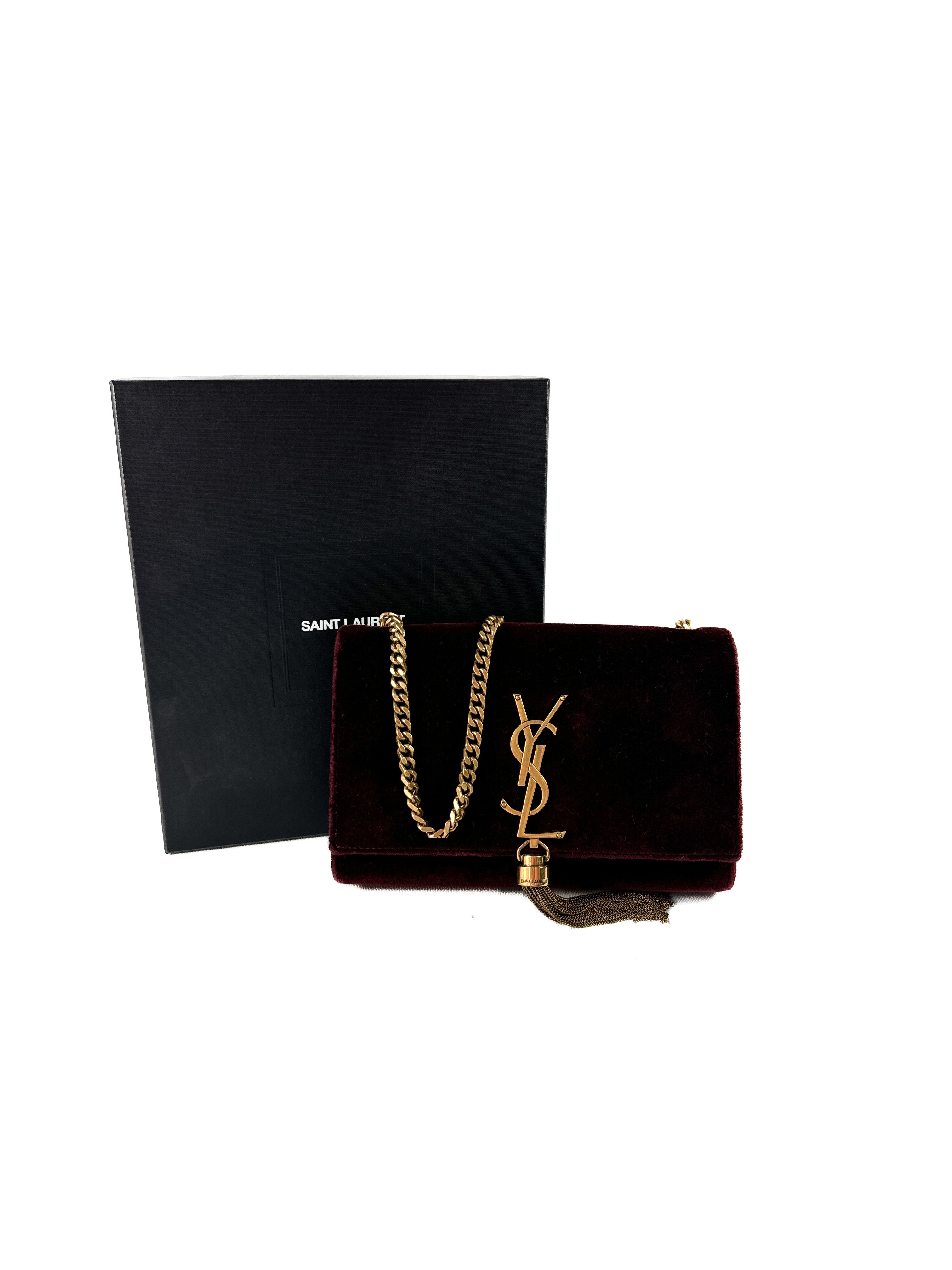 Saint Laurent burgundy velvet Kate bag (BOX) GLT4743661218