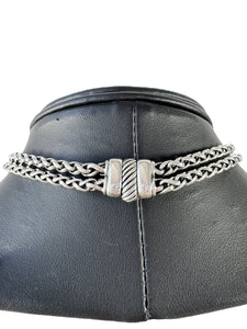 David Yurman sterling silver 18k gold garnet & diamonds Albion pendant necklace
