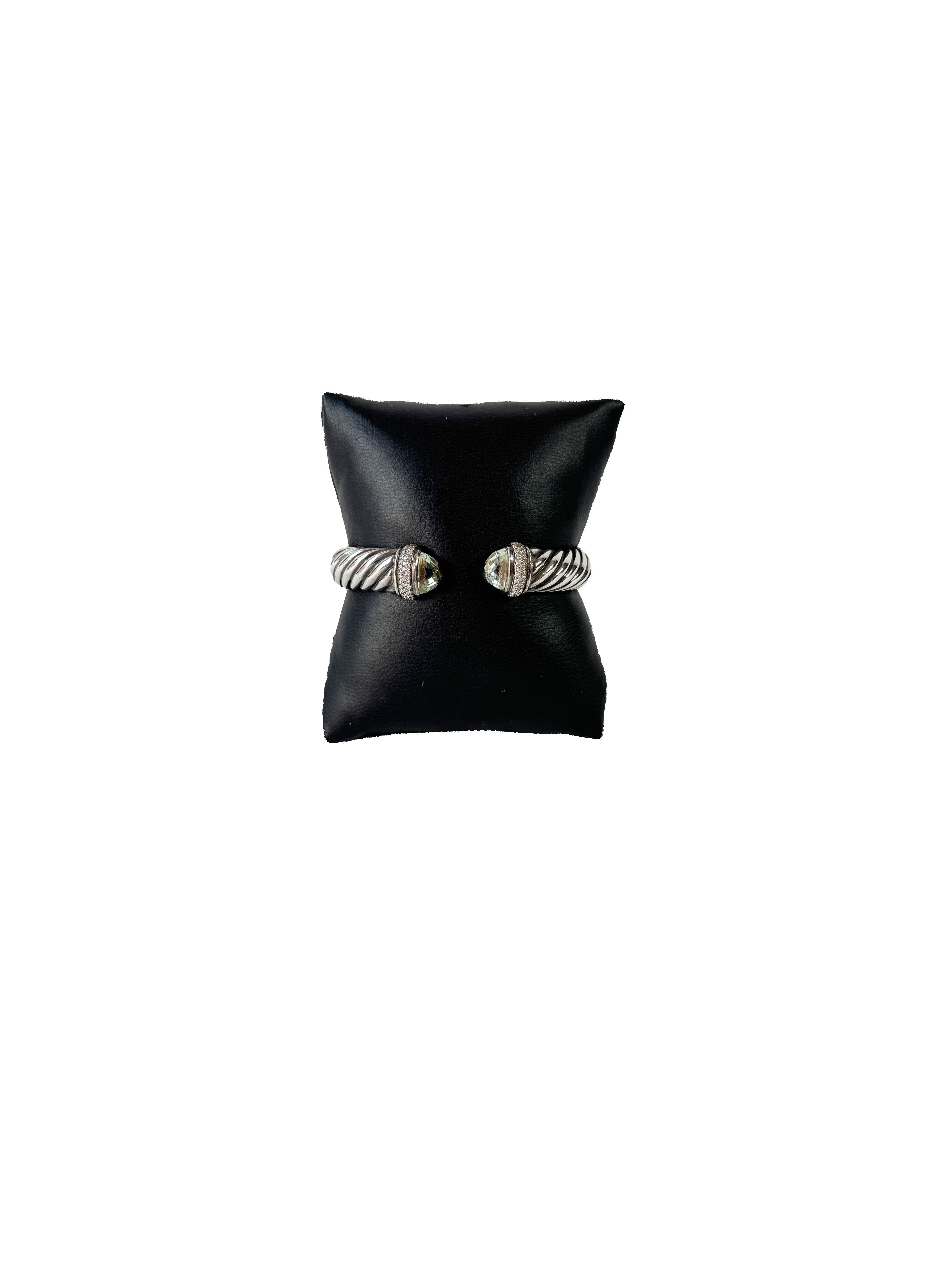 David Yurman waverly cable prasiolite & diamond cuff