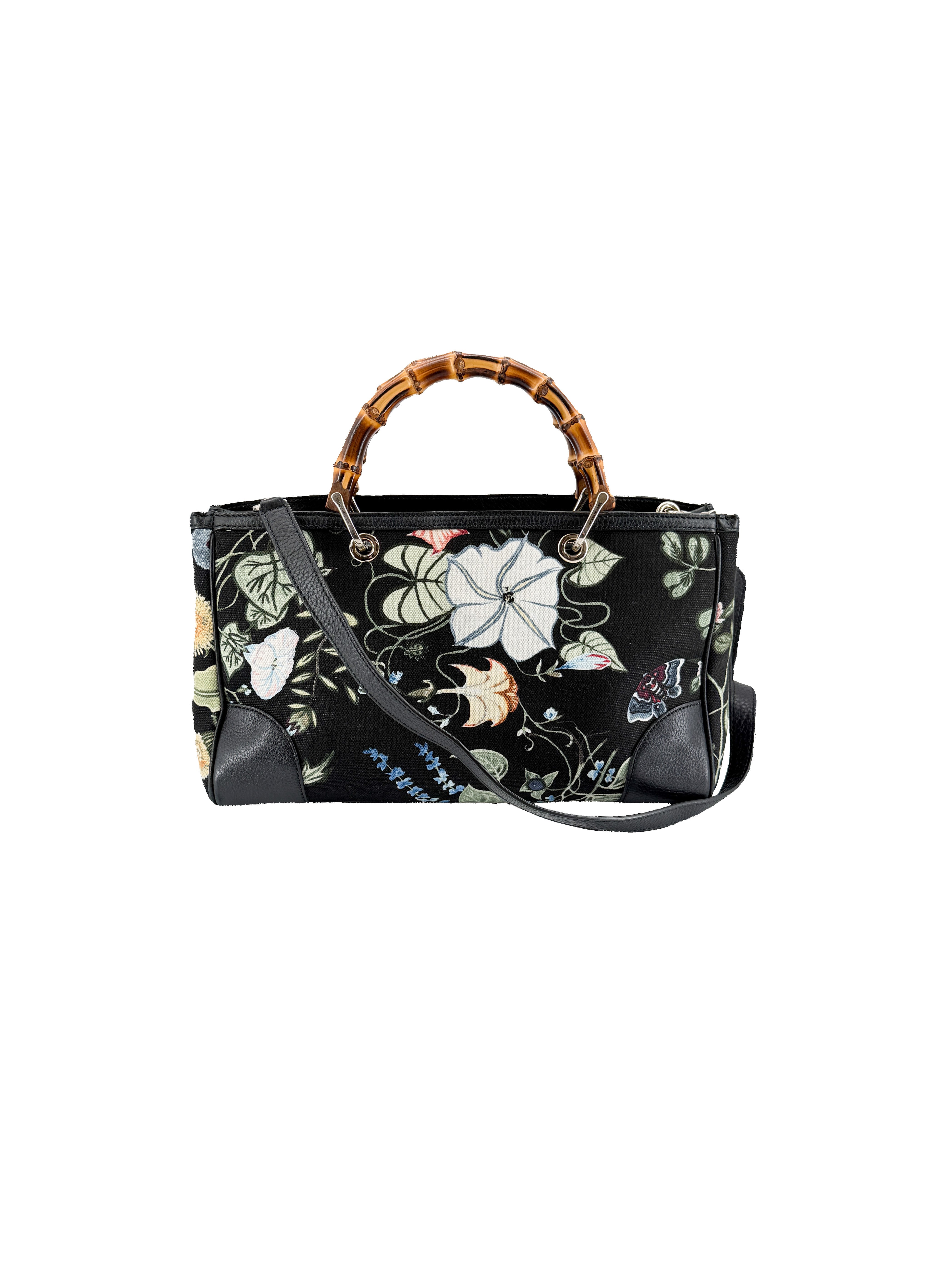 Gucci floral Knight medium Bamboo shopper 323660 520981