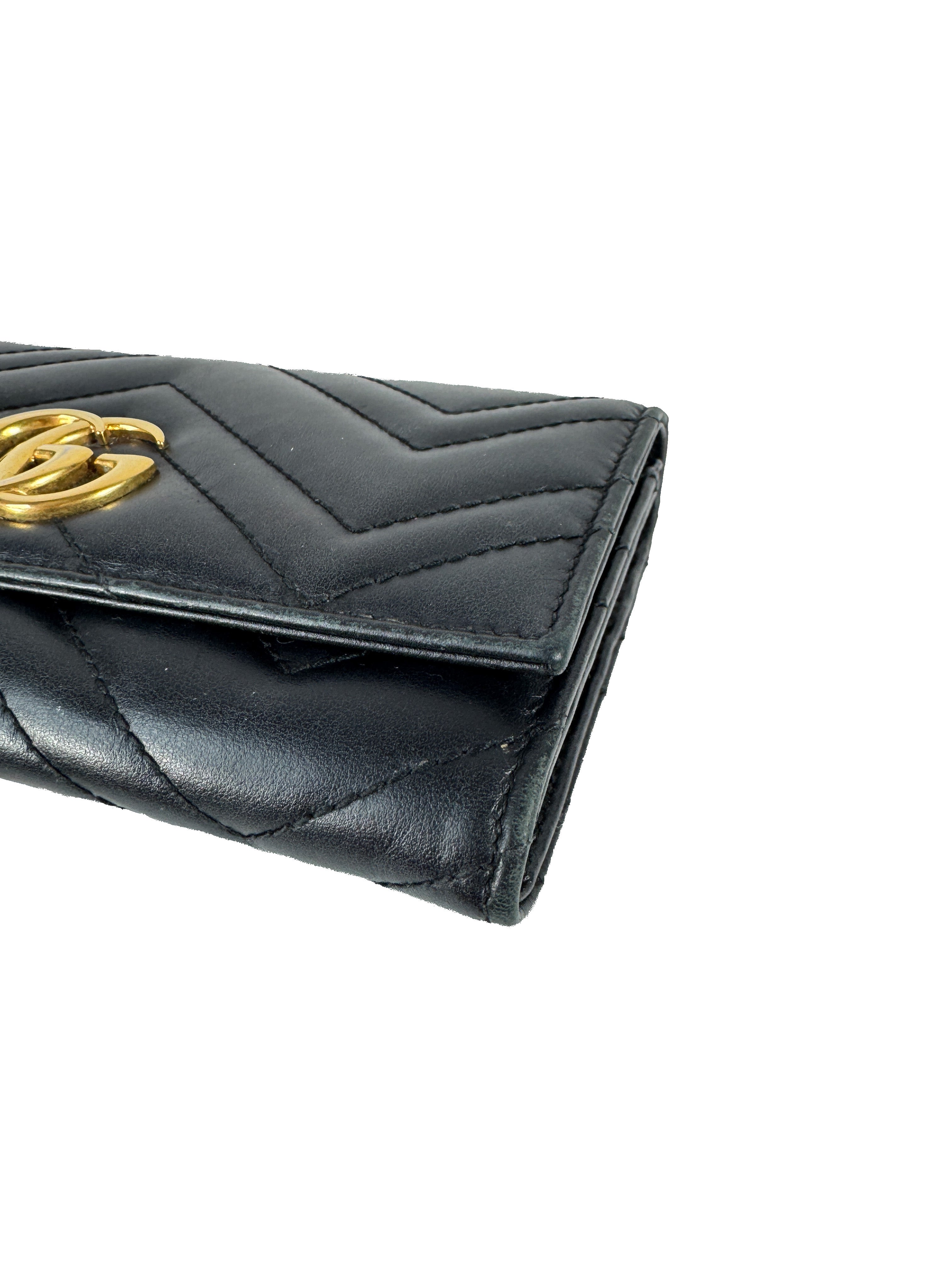 Gucci black leather Continental Marmont wallet 4434361147