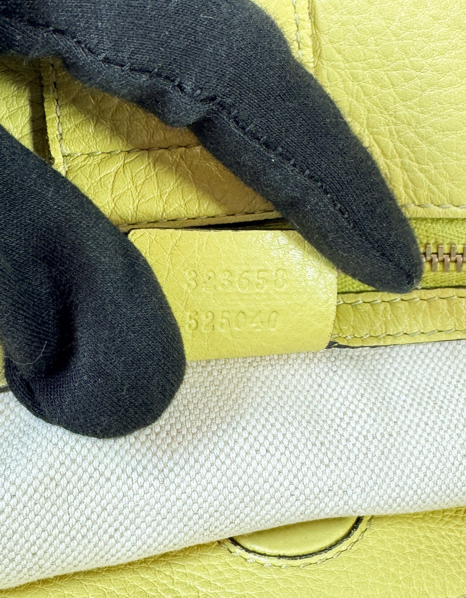 Gucci chartreuse leather Bamboo handle shopper  323658 525040