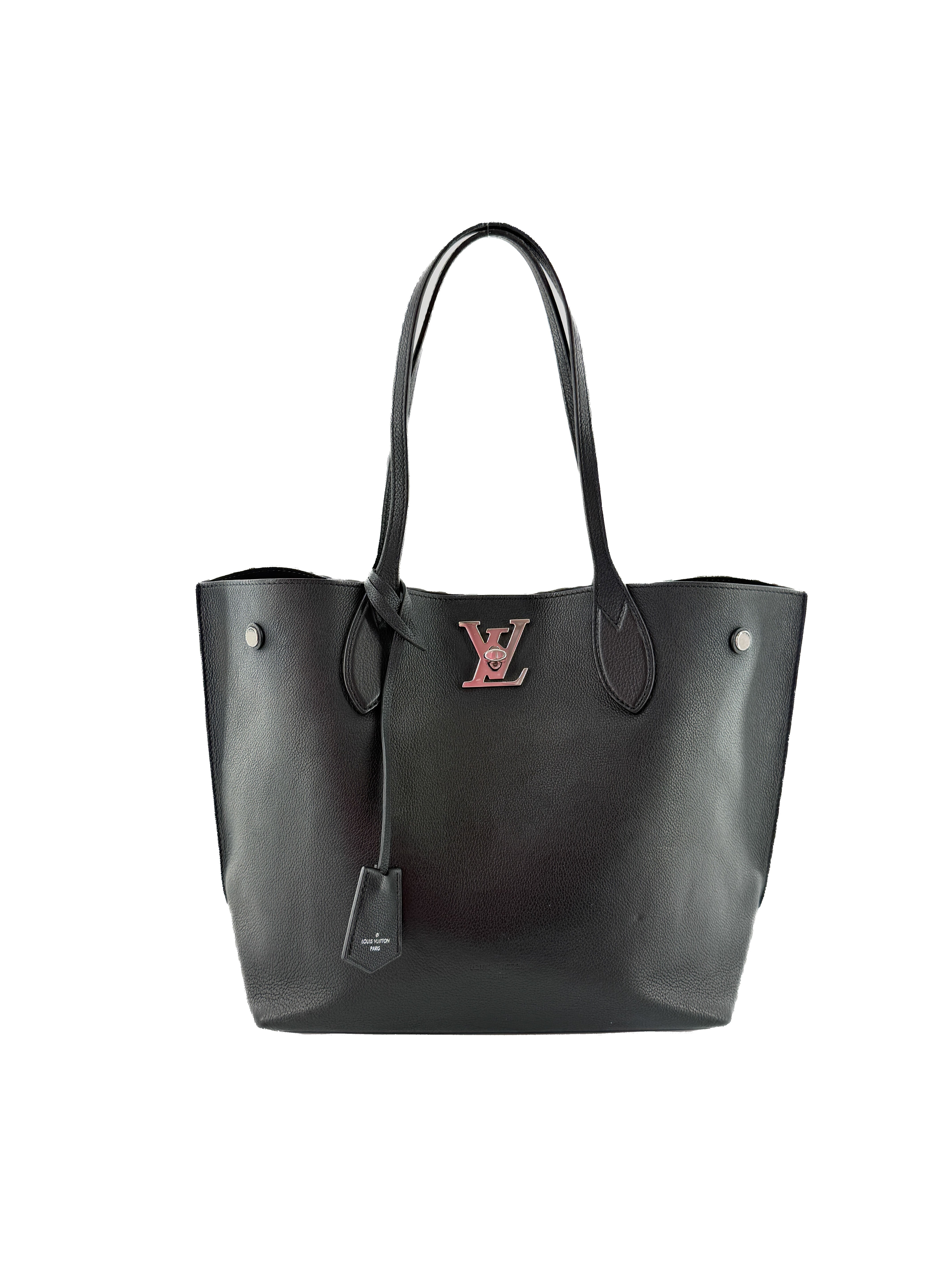 Louis Vuitton black leather LockMe tote FL0260