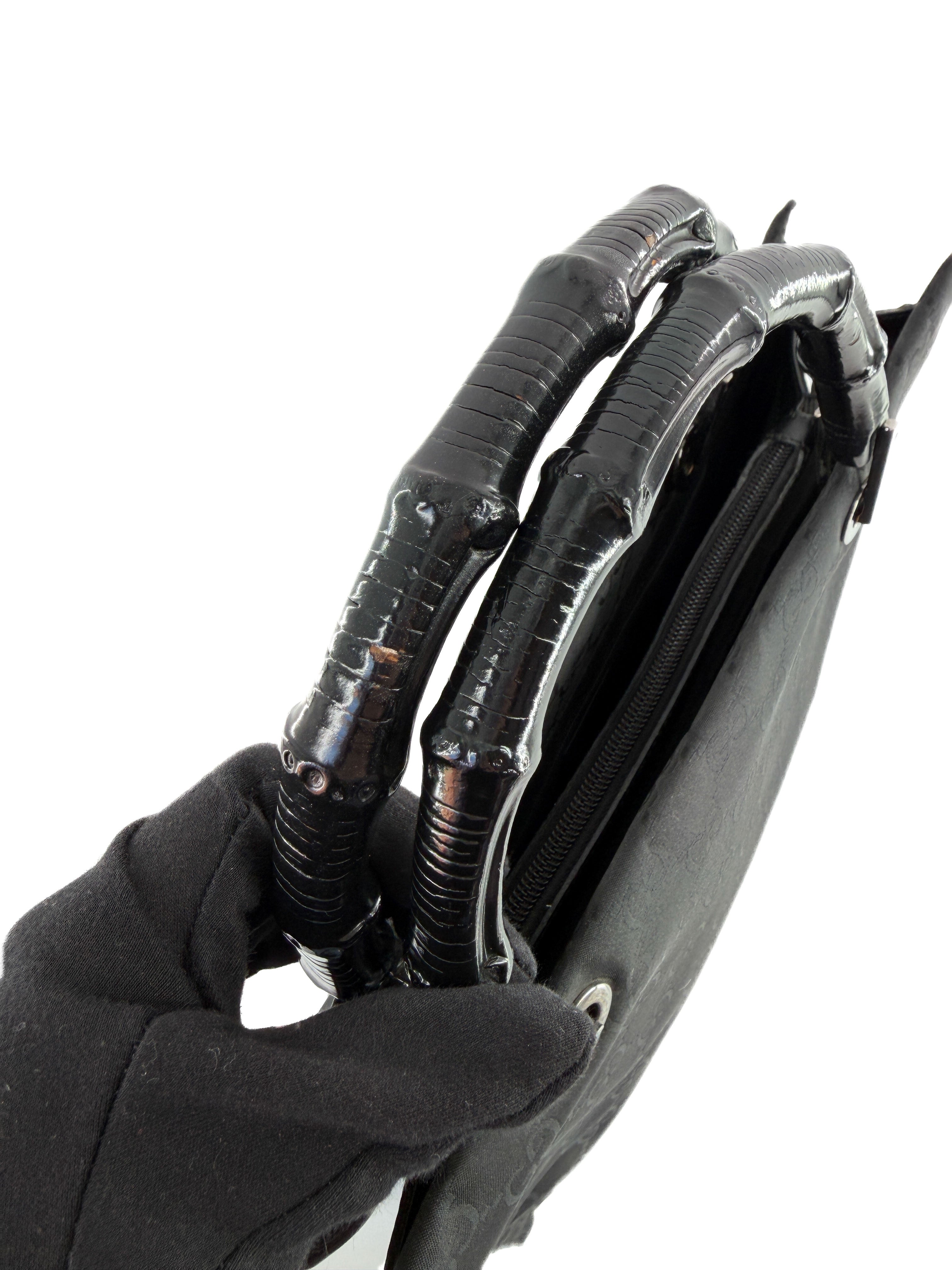 Gucci black GG bamboo handle tote 002.1010002122