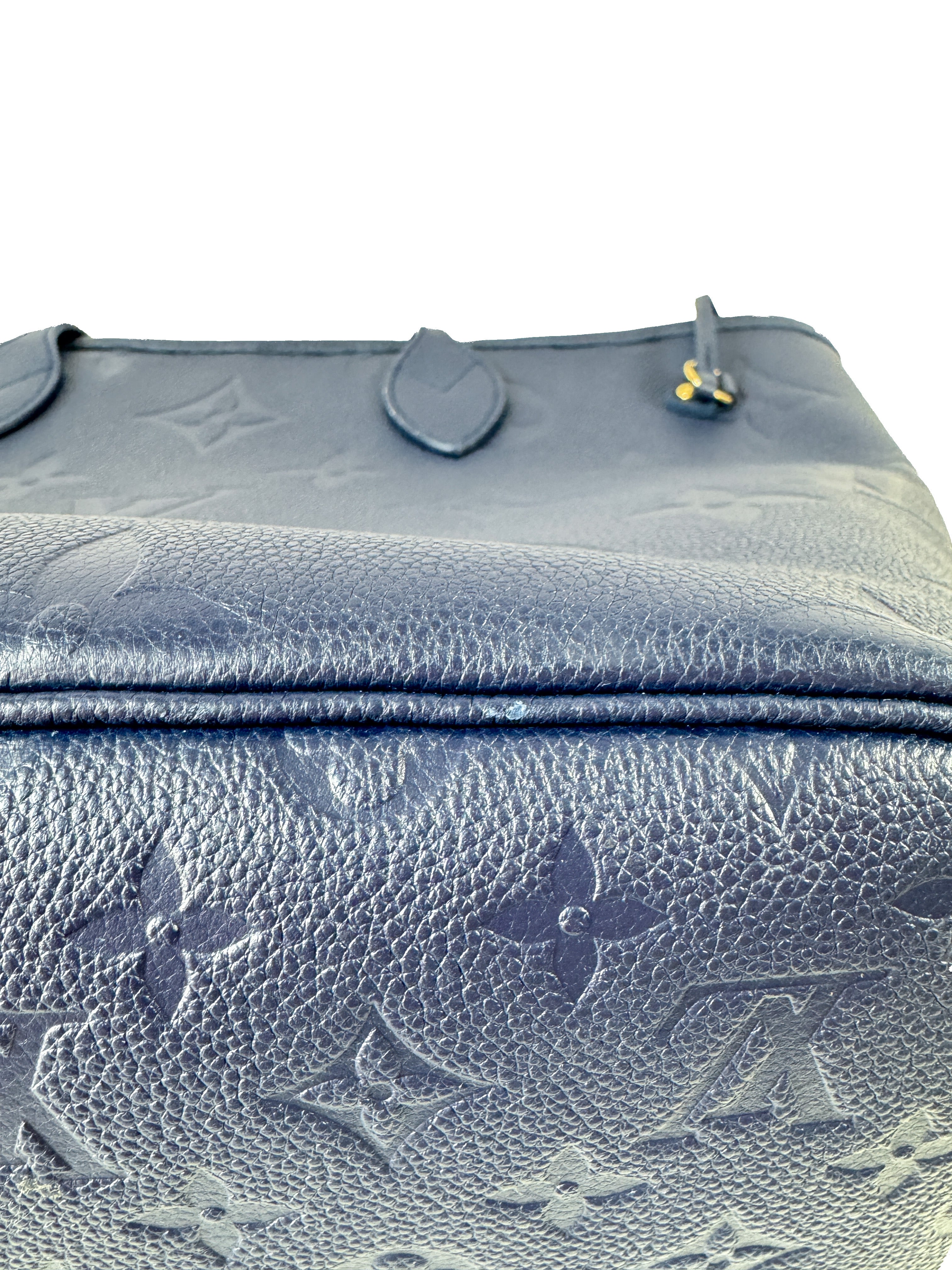 Louis Vuitton navy giant monogram empreinte Neverfull MM (NFC)