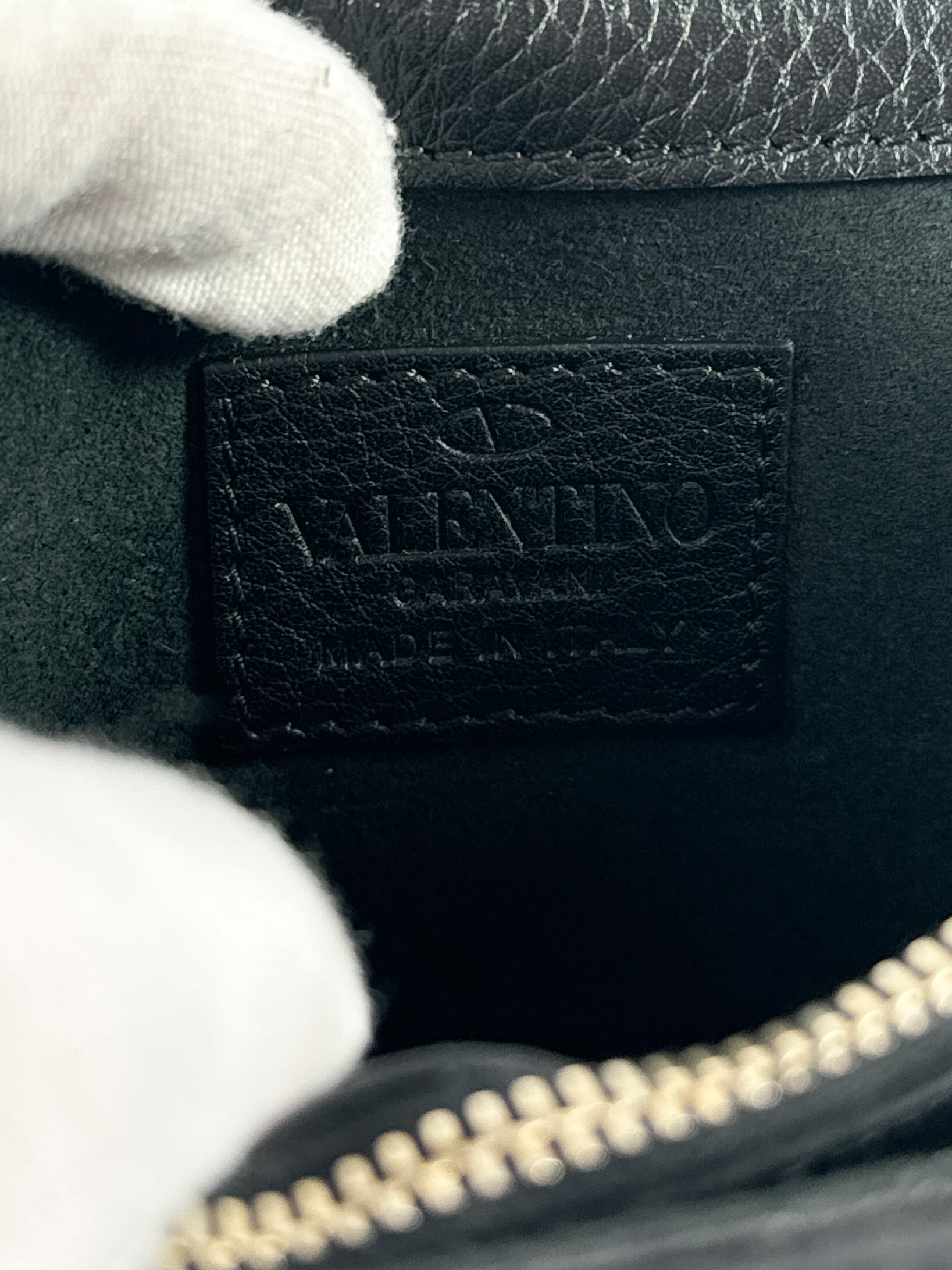 Valentino Garavani black rockstud chain pochette current retail $1180