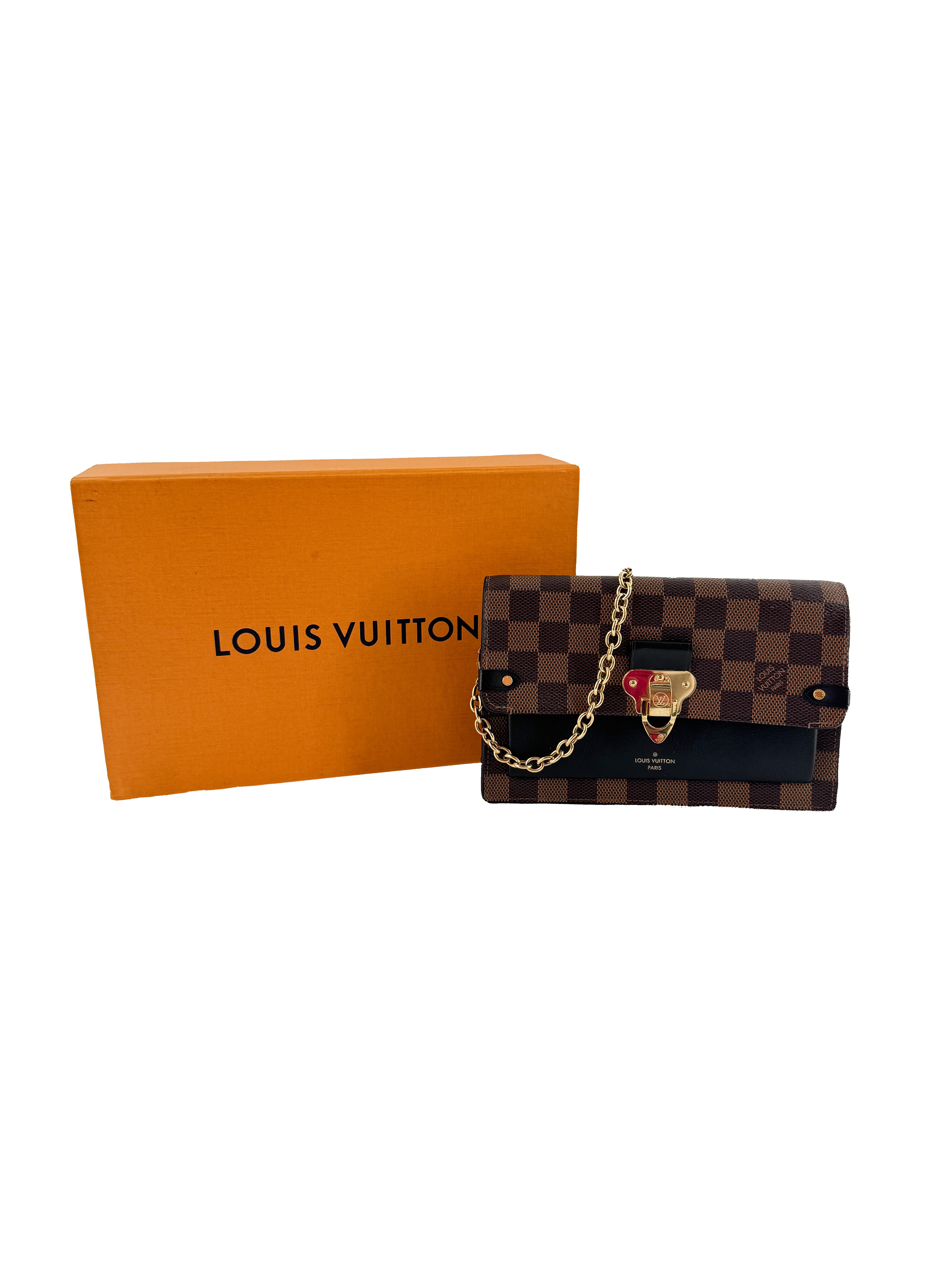 Louis Vuitton damier ebene Vavin chain wallet black CA3159