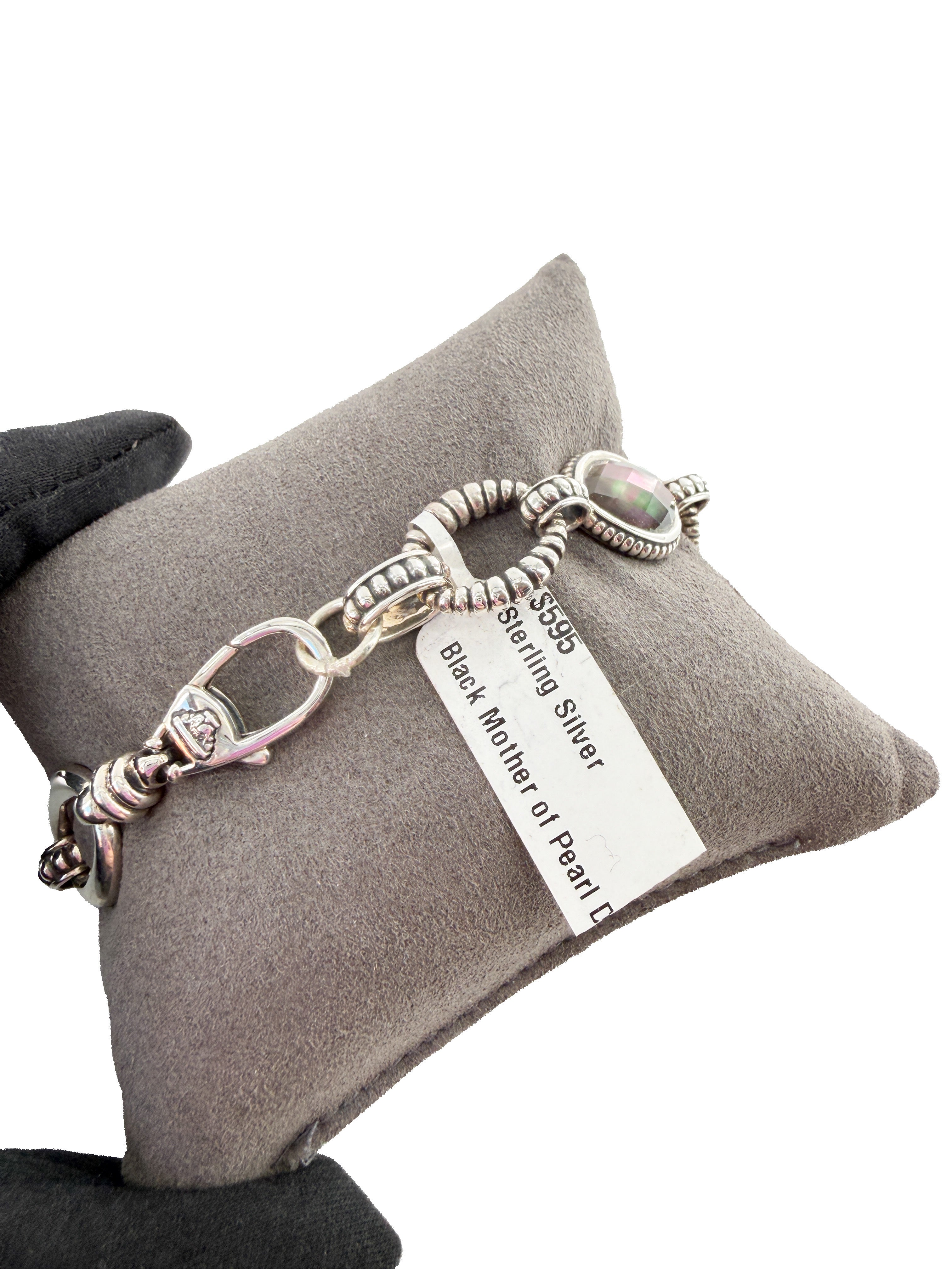 Lagos sterling silver, mother of pearl doublet Venus link bracelet NWT