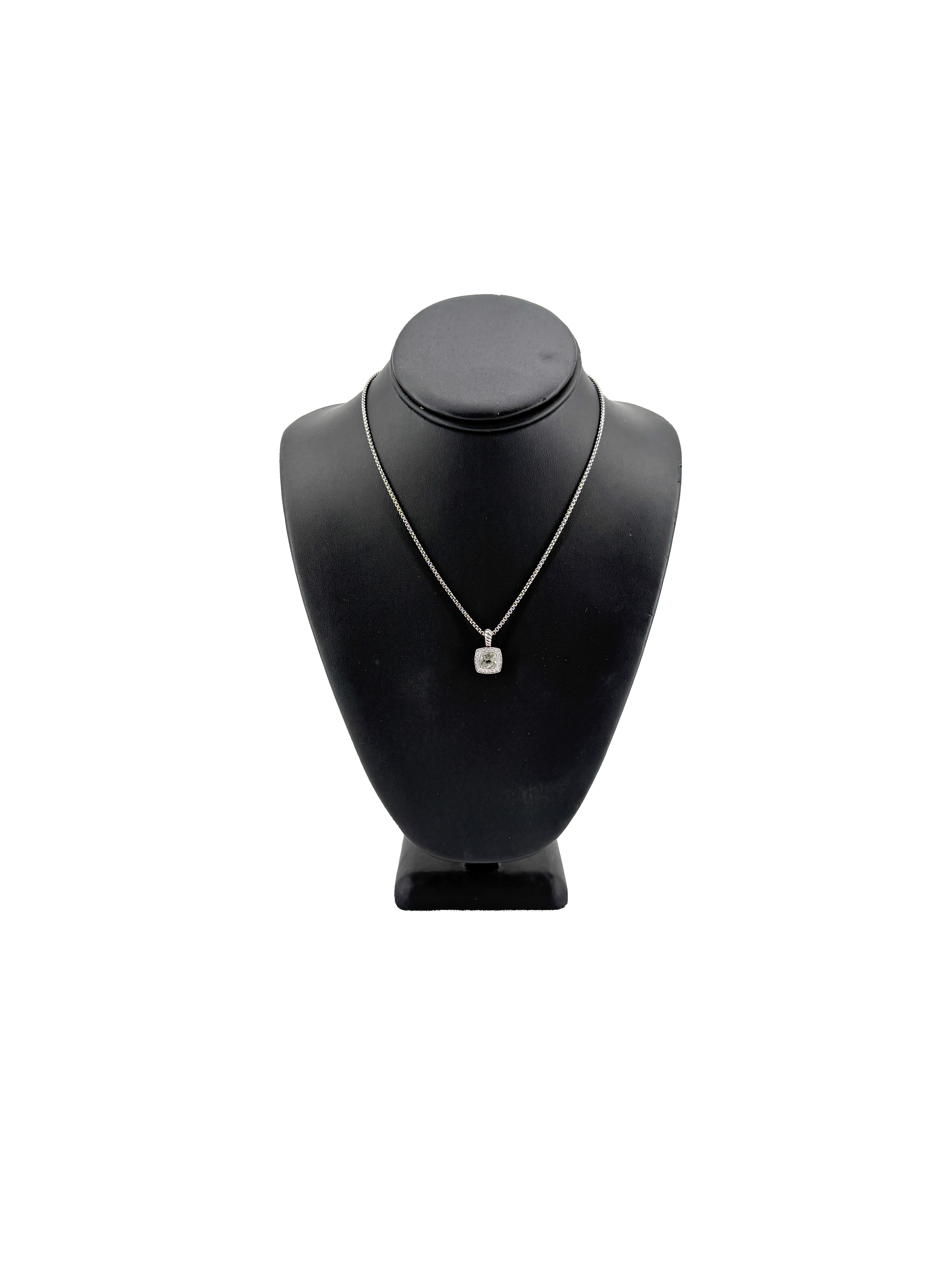 David Yurman Petite Albion pendant necklace Prasiolite and pavé diamonds