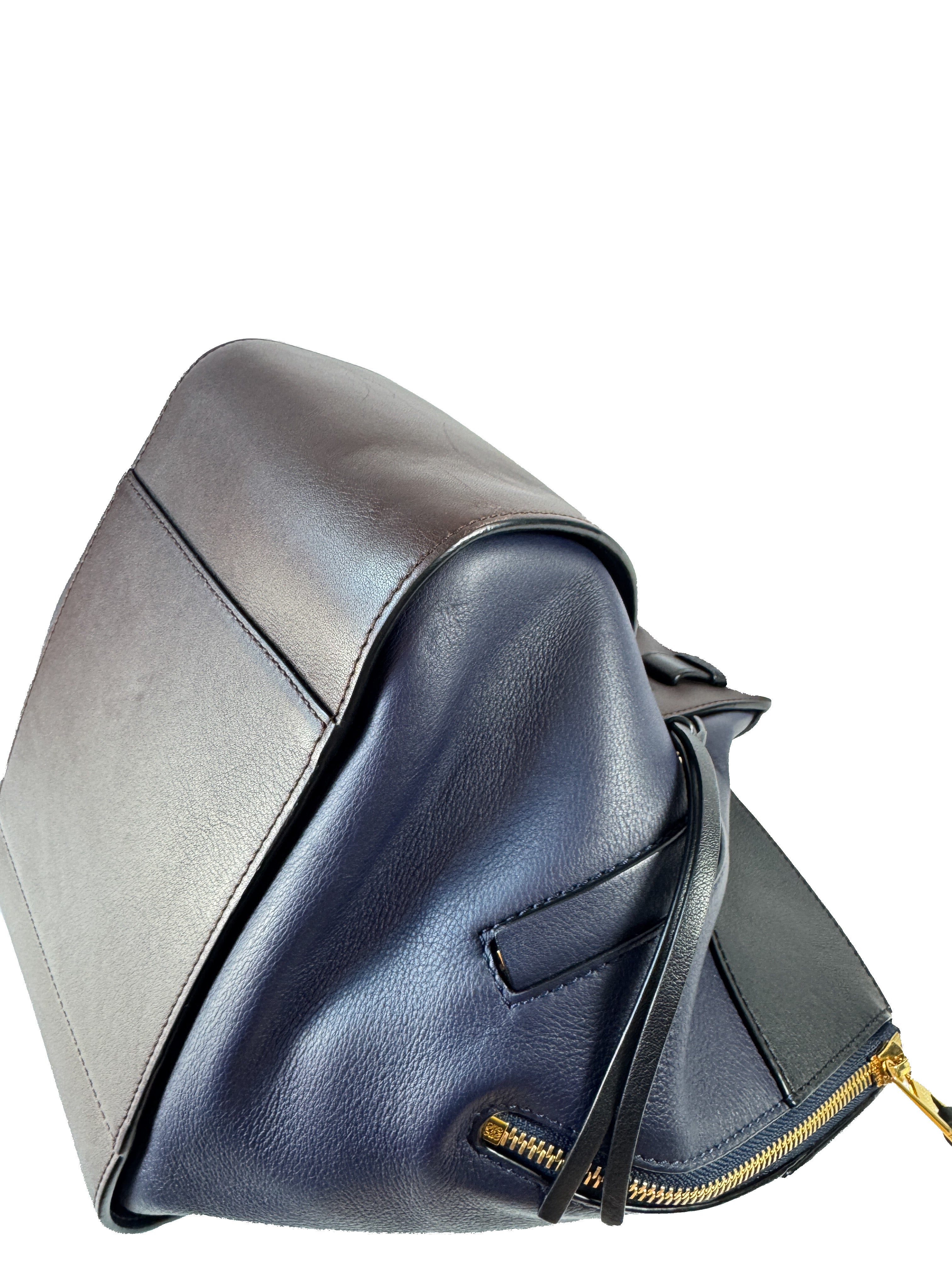 Loewe tri color navy, black, brown leather small Hammock bag  262023