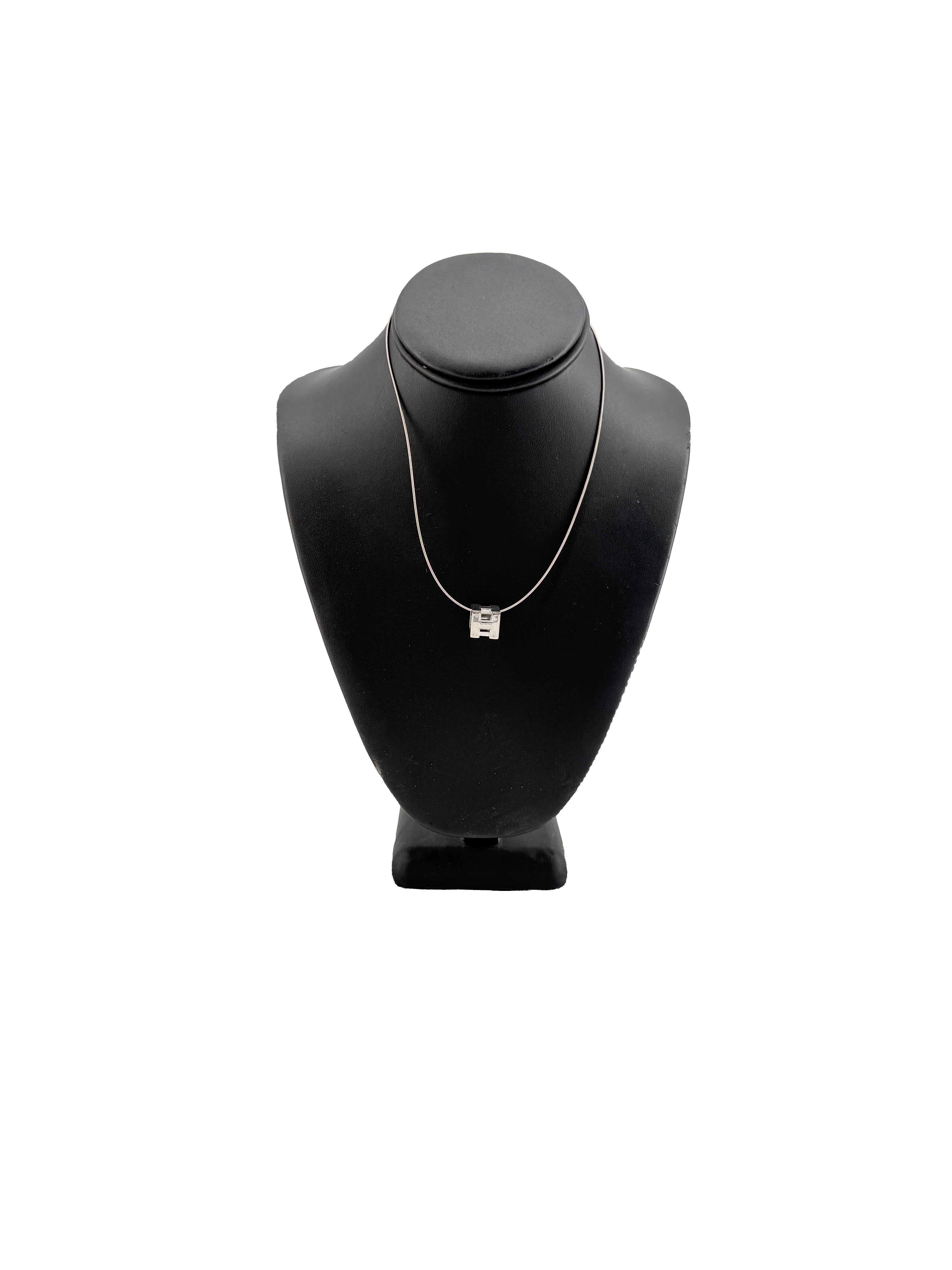 Hermès silver cage d' H cube necklace